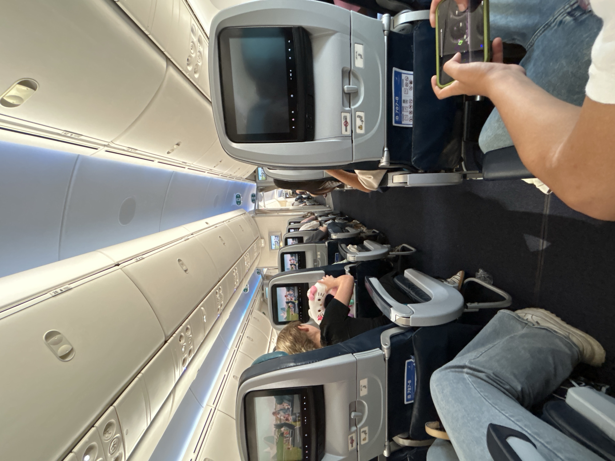 Cabin scenes from a passenger flight over Israel