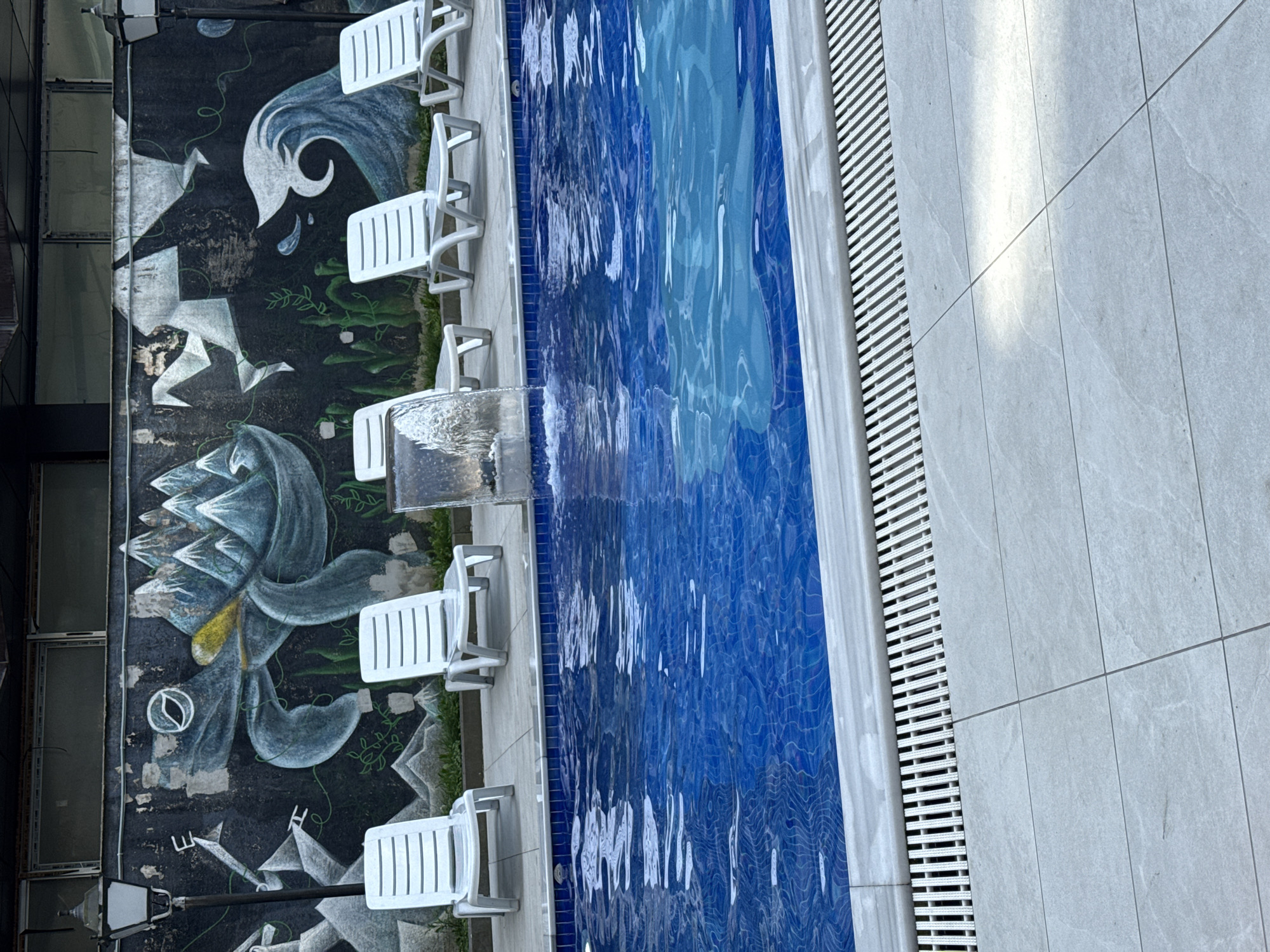 Inside and around Batumi's Aqua Hotel on a summer morning