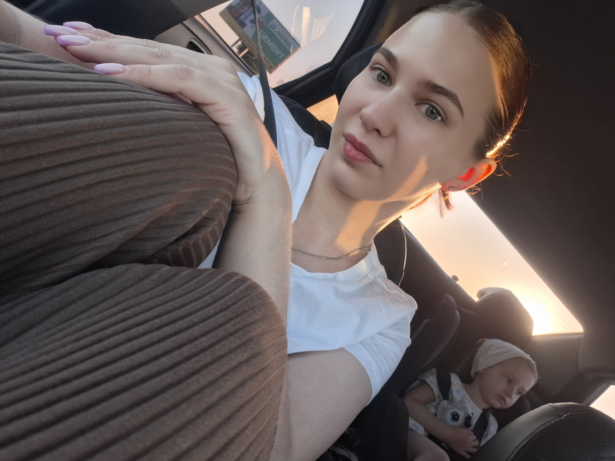 Family car journey documented in Гаревая, Russia