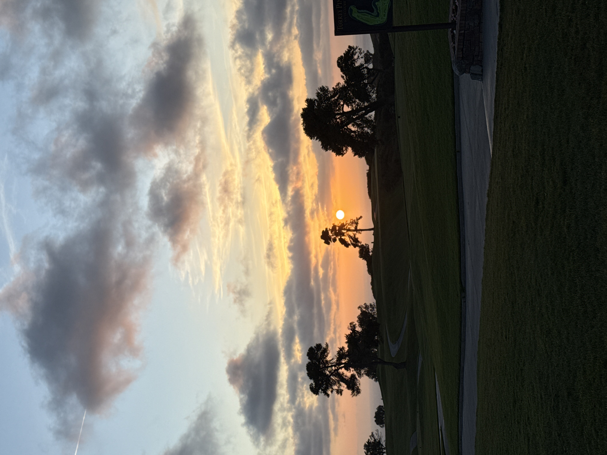 Sunset observed over Torrey Pines golf course in San Diego