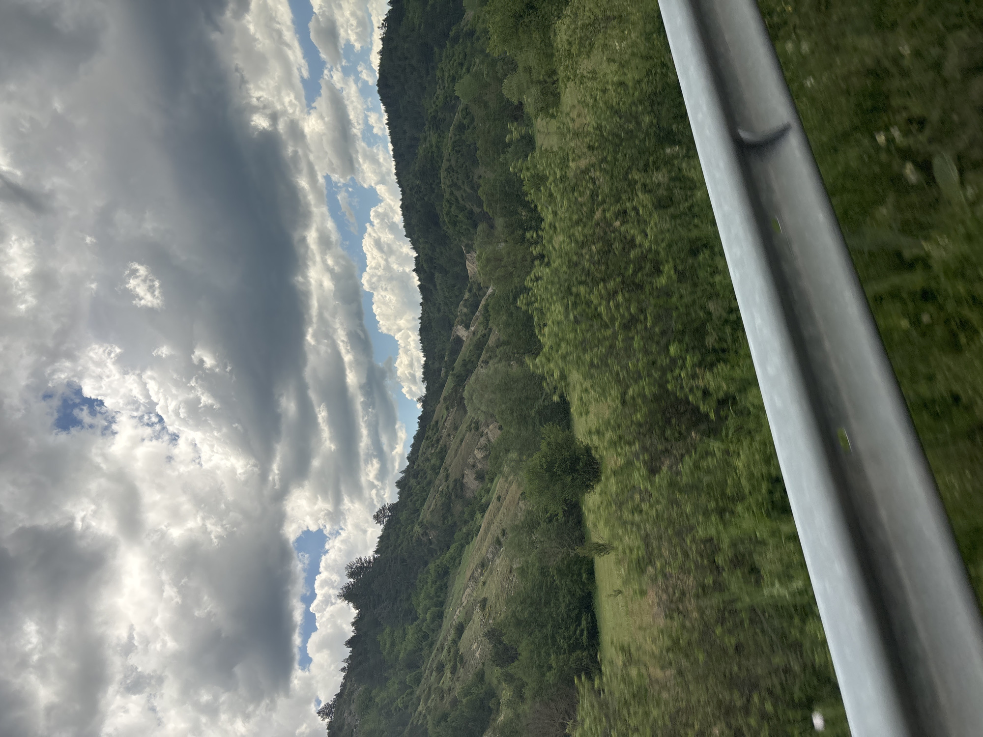 Roadside landscape captured from vehicle in Eleshnitsa, Bulgaria