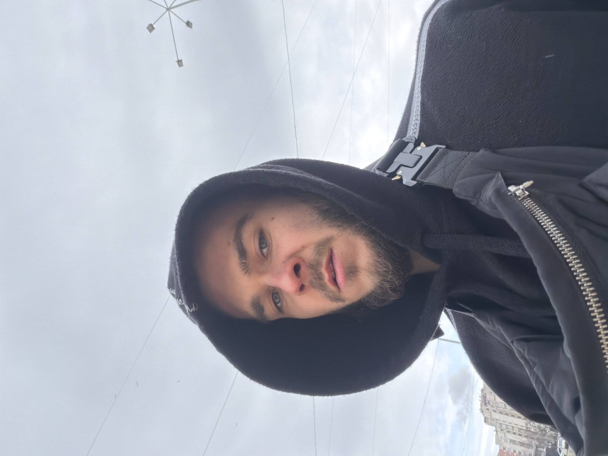 Man takes selfie in Pernik, Bulgaria