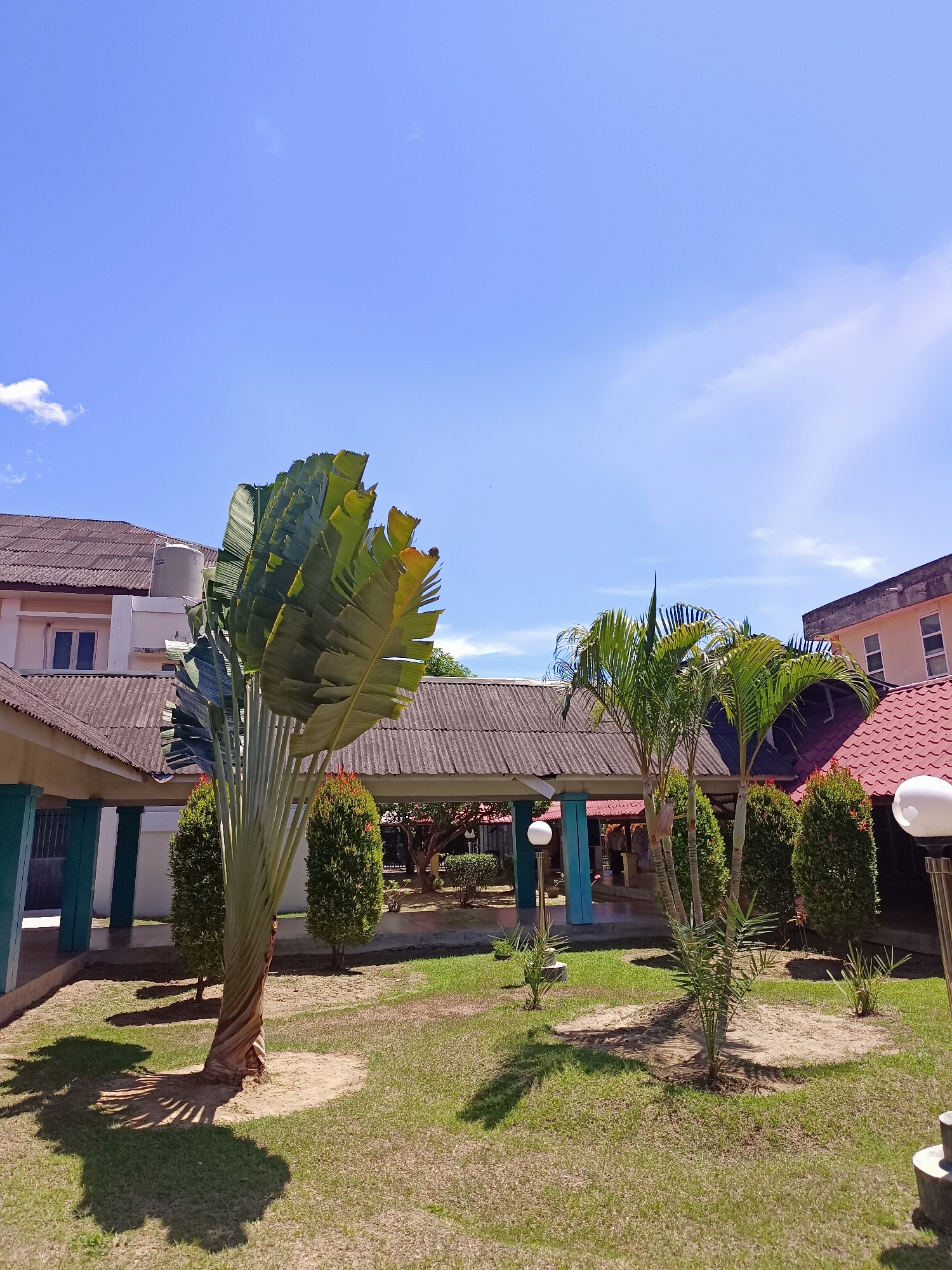 Sunny morning at a mosque courtyard in Aceh, Indonesia