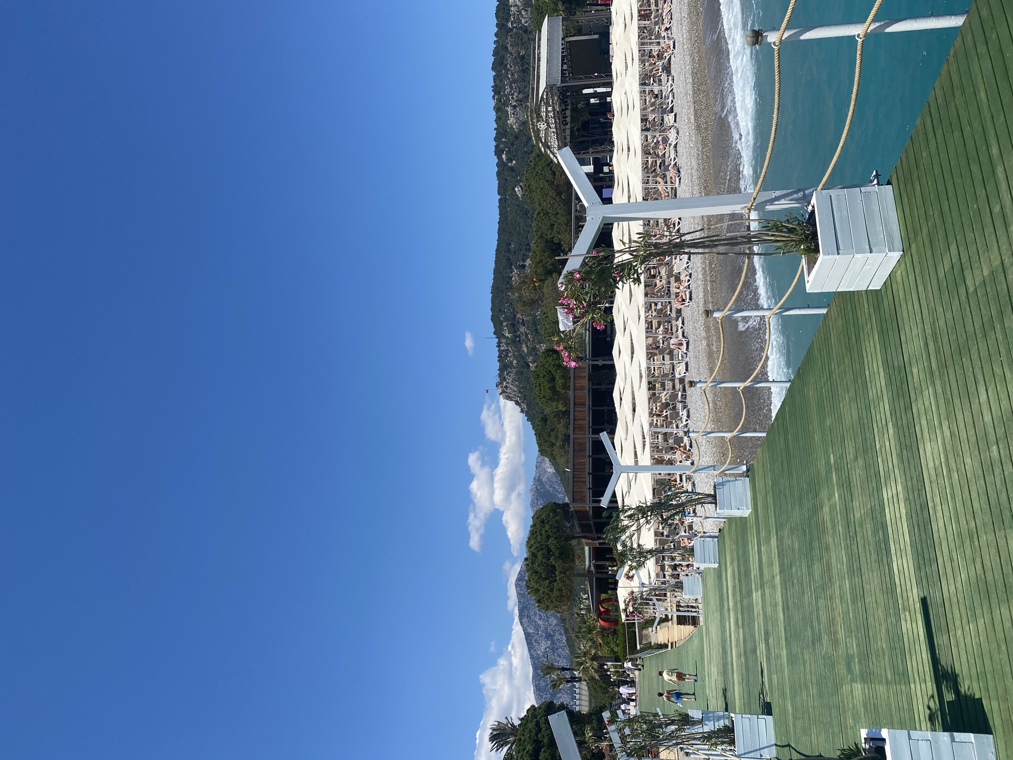 Resort scenes documented in Kemer, Turkey during sunny morning