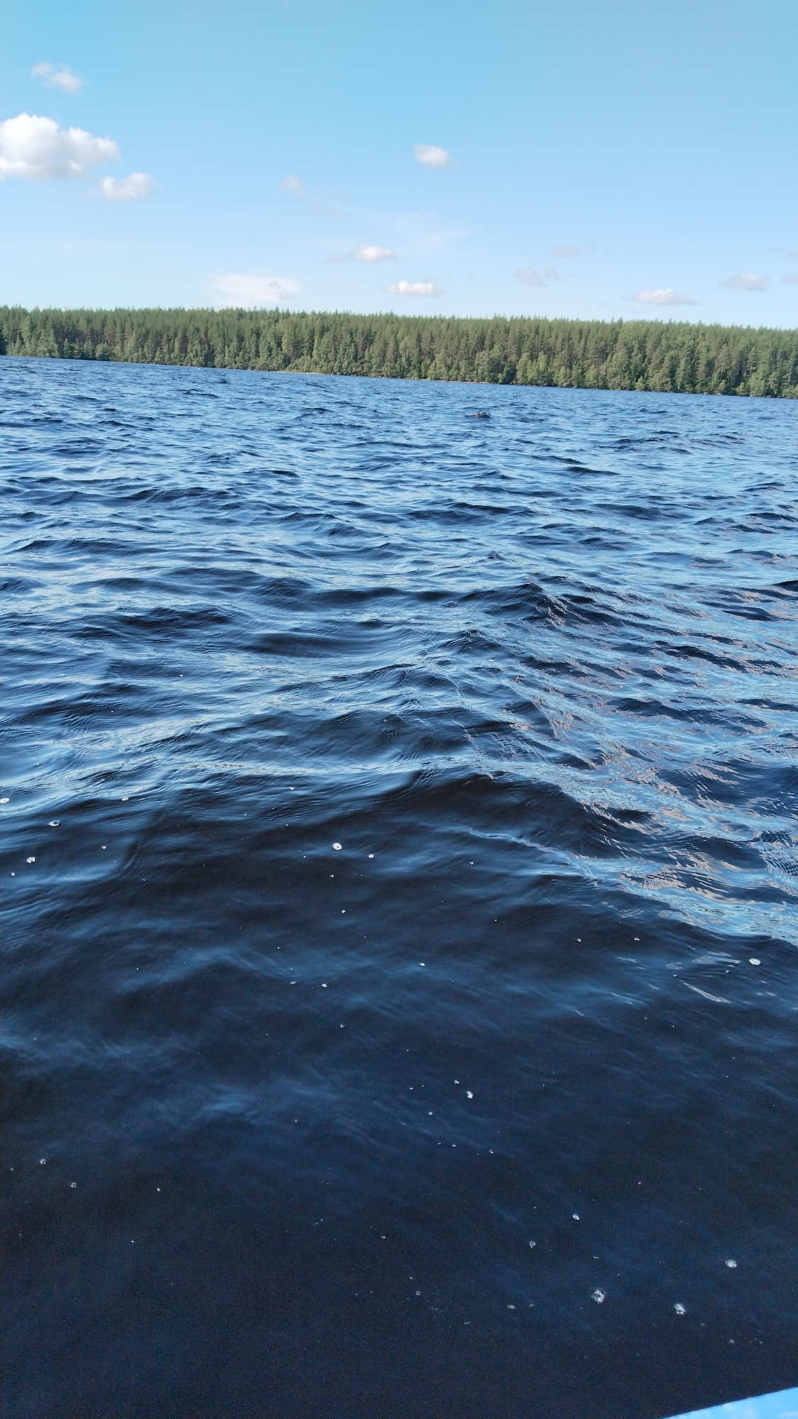 Fishing a breezy northern lake near Nadvoitsy, Russia
