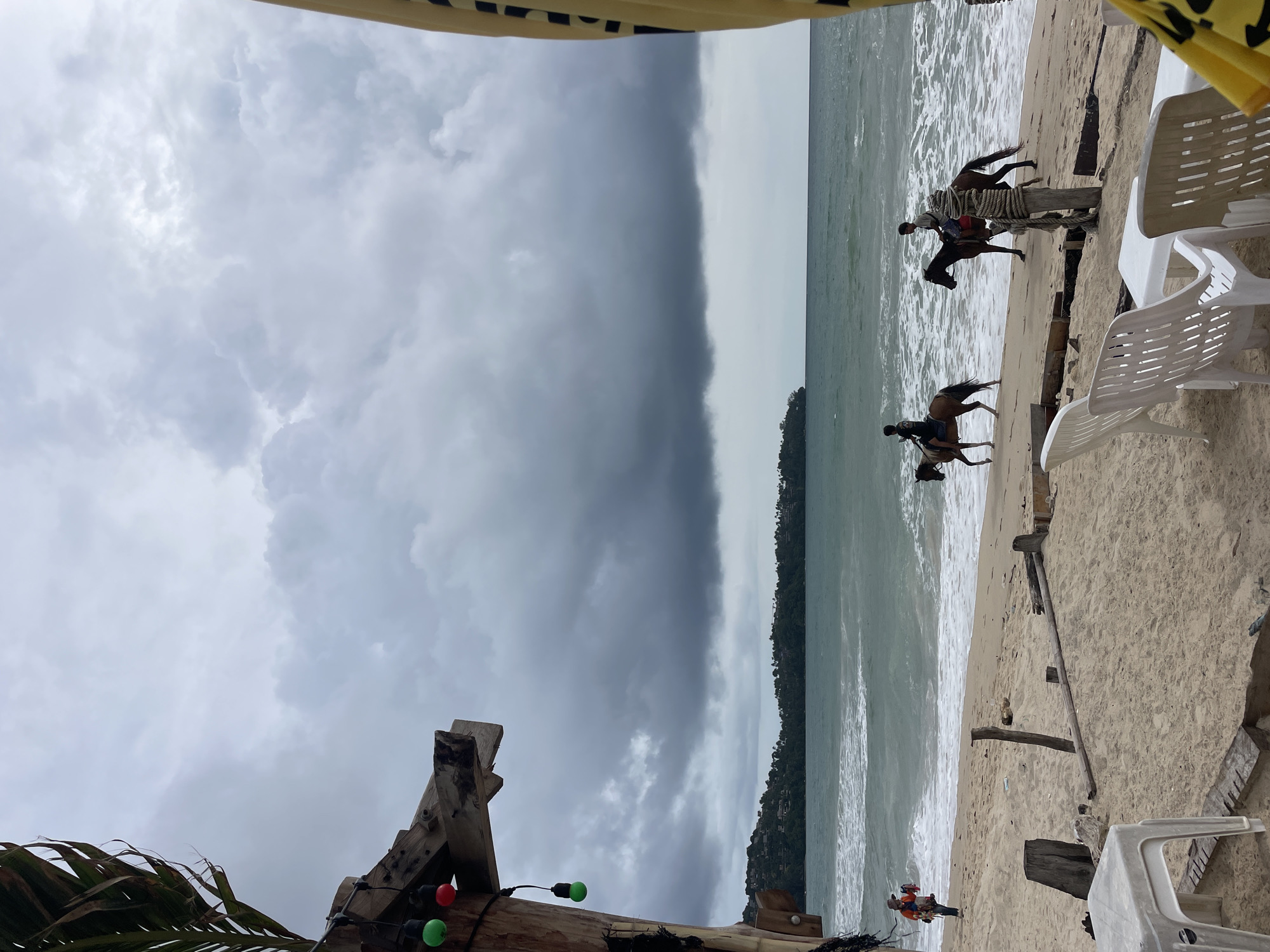 Overcast morning captures empty beach furniture in Choeng Thale