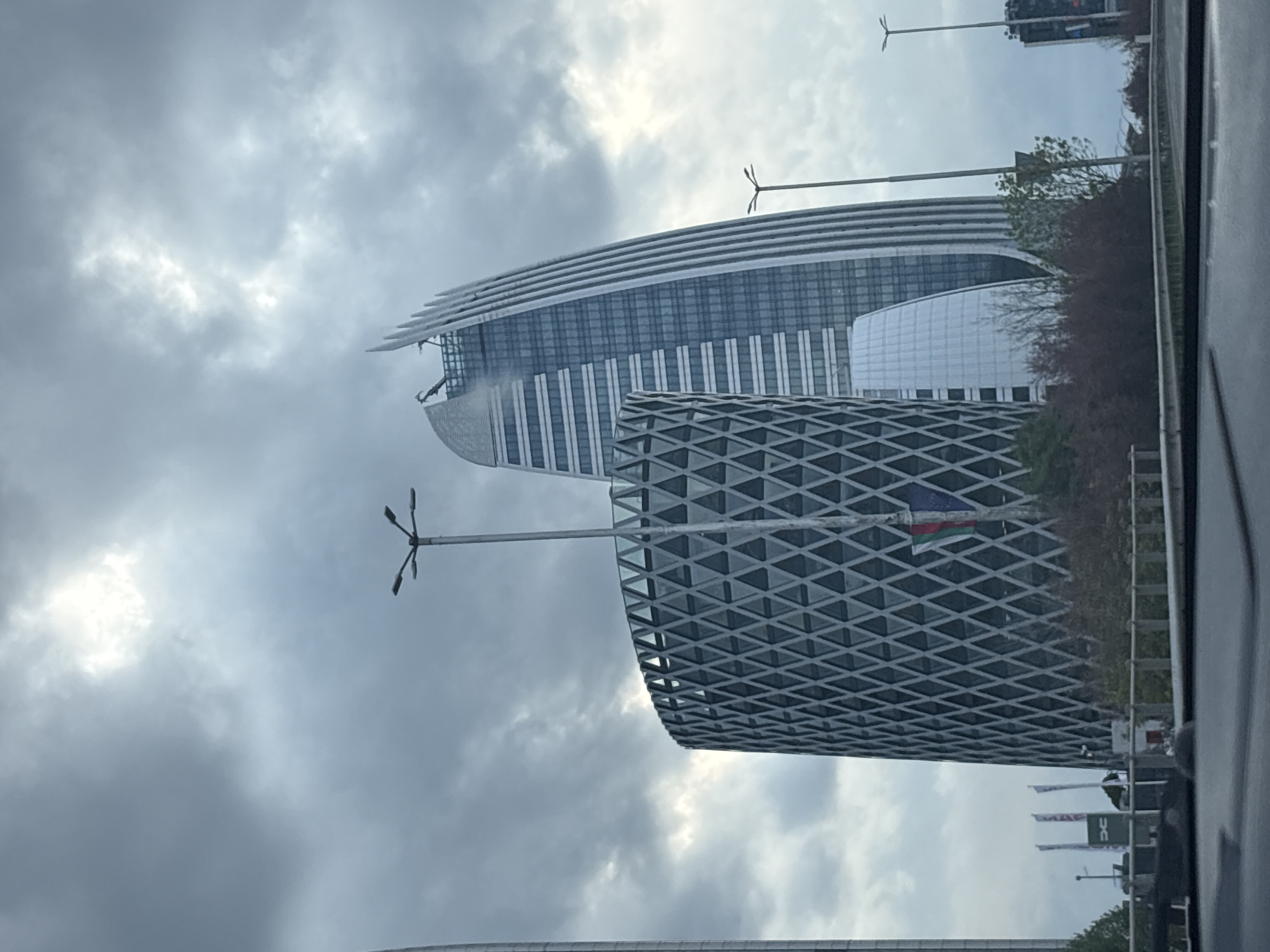 Rotated cityscape view captured from vehicle in Sofia