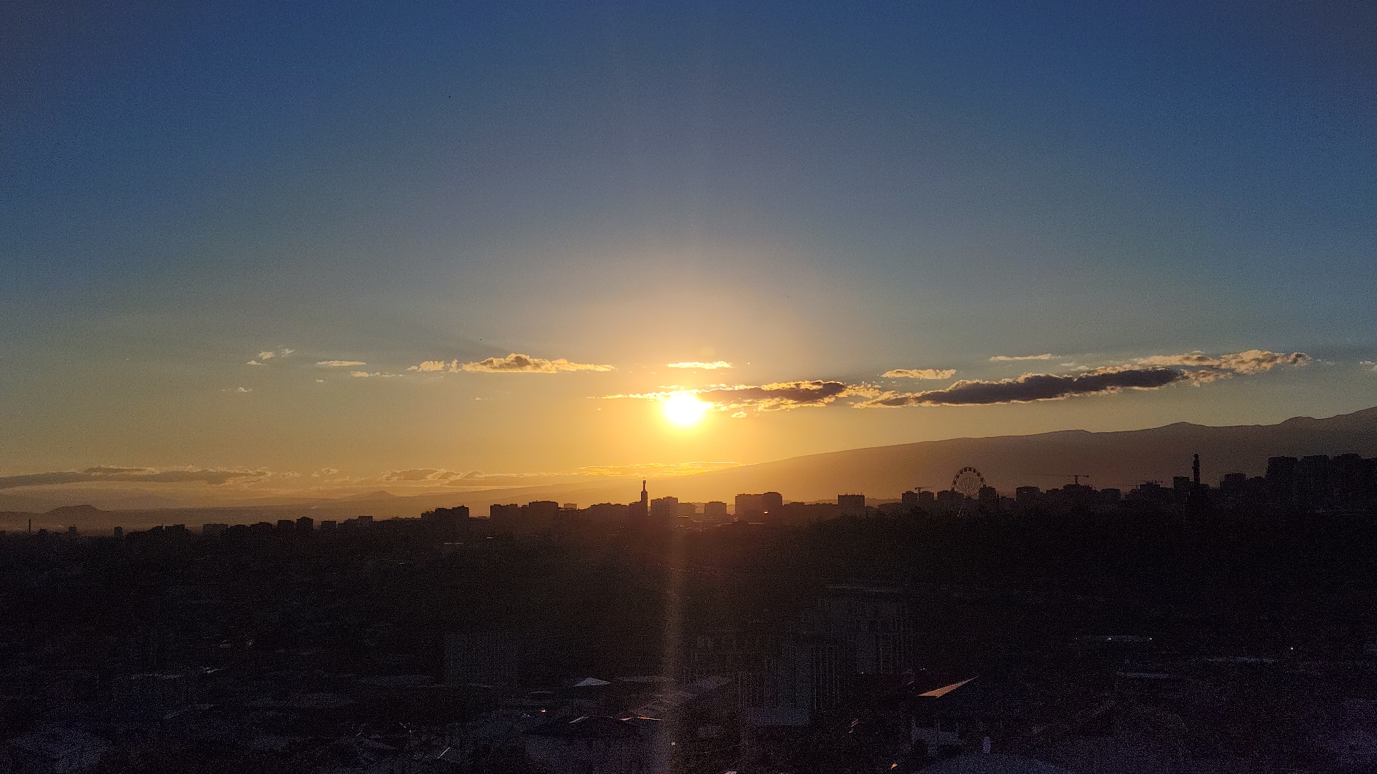 Sunset to dusk over Yerevan, ending with good night