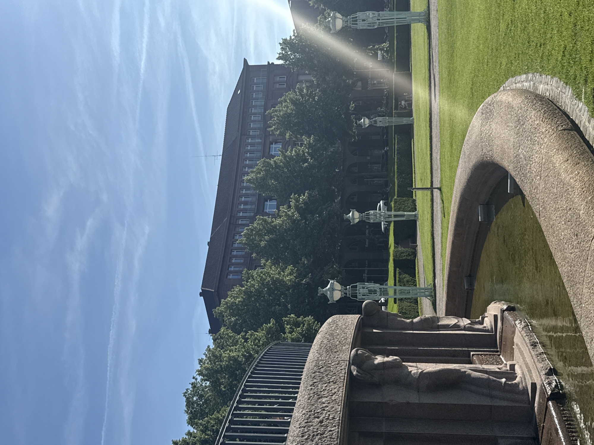 Sunny afternoon at Mannheim's historic Wasserturm district documented