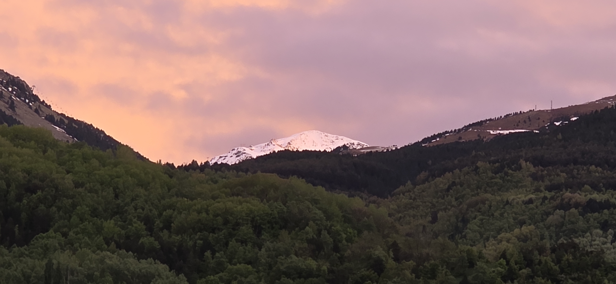 Dusk mountain landscape captured in Benasque, Spain