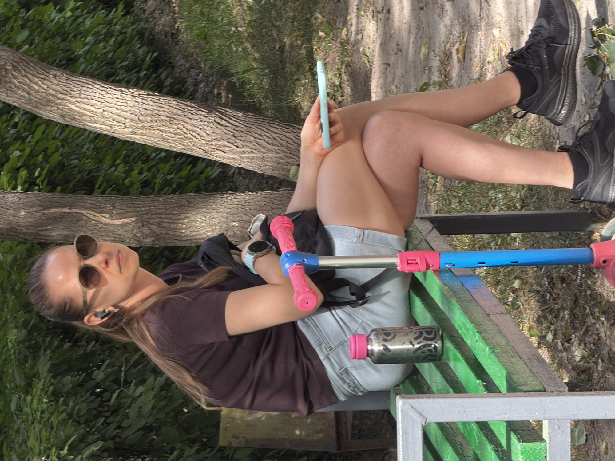 Casual morning activity in and around an outdoor park