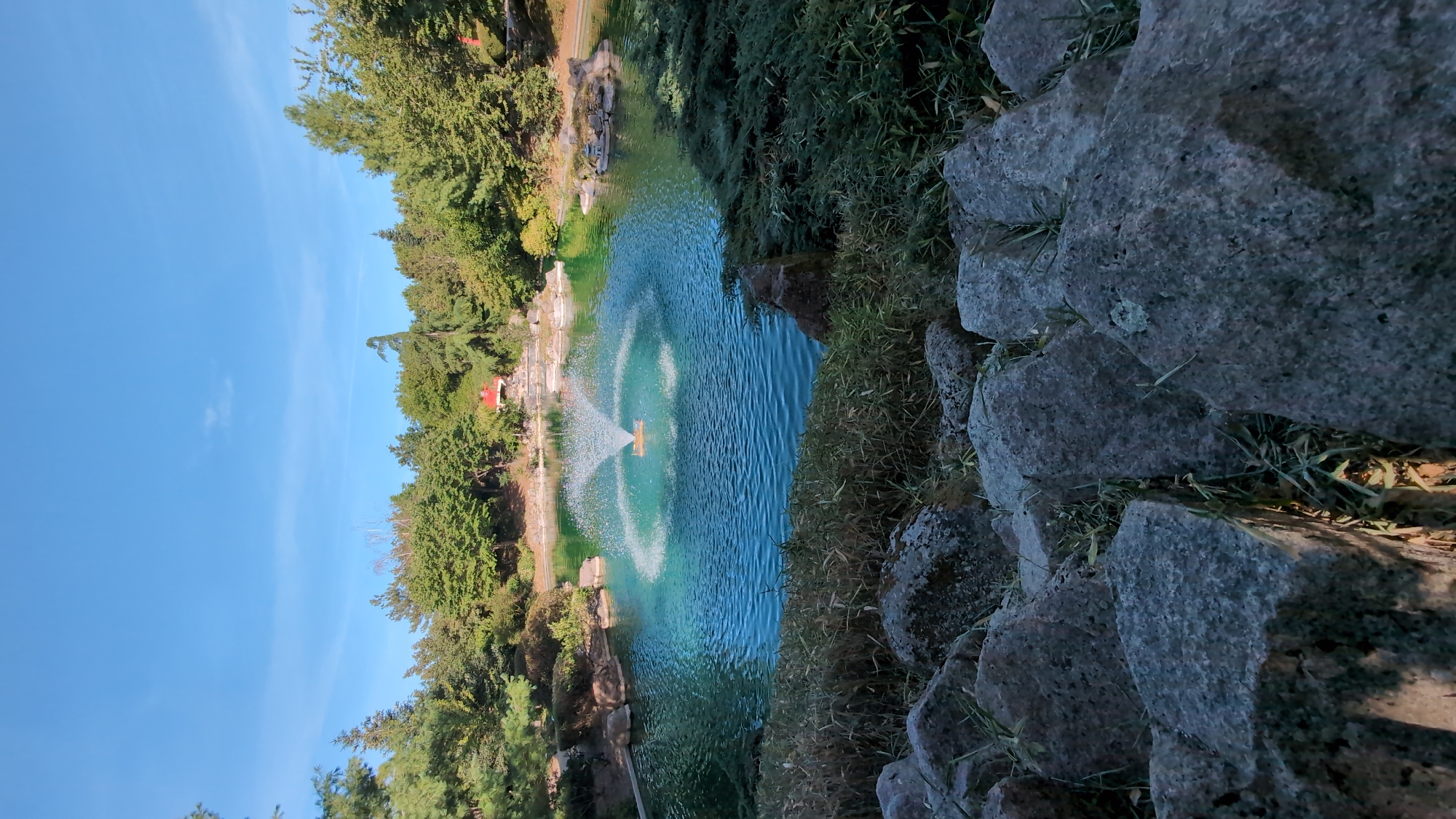 Japanese garden in Dijon on a sunny morning