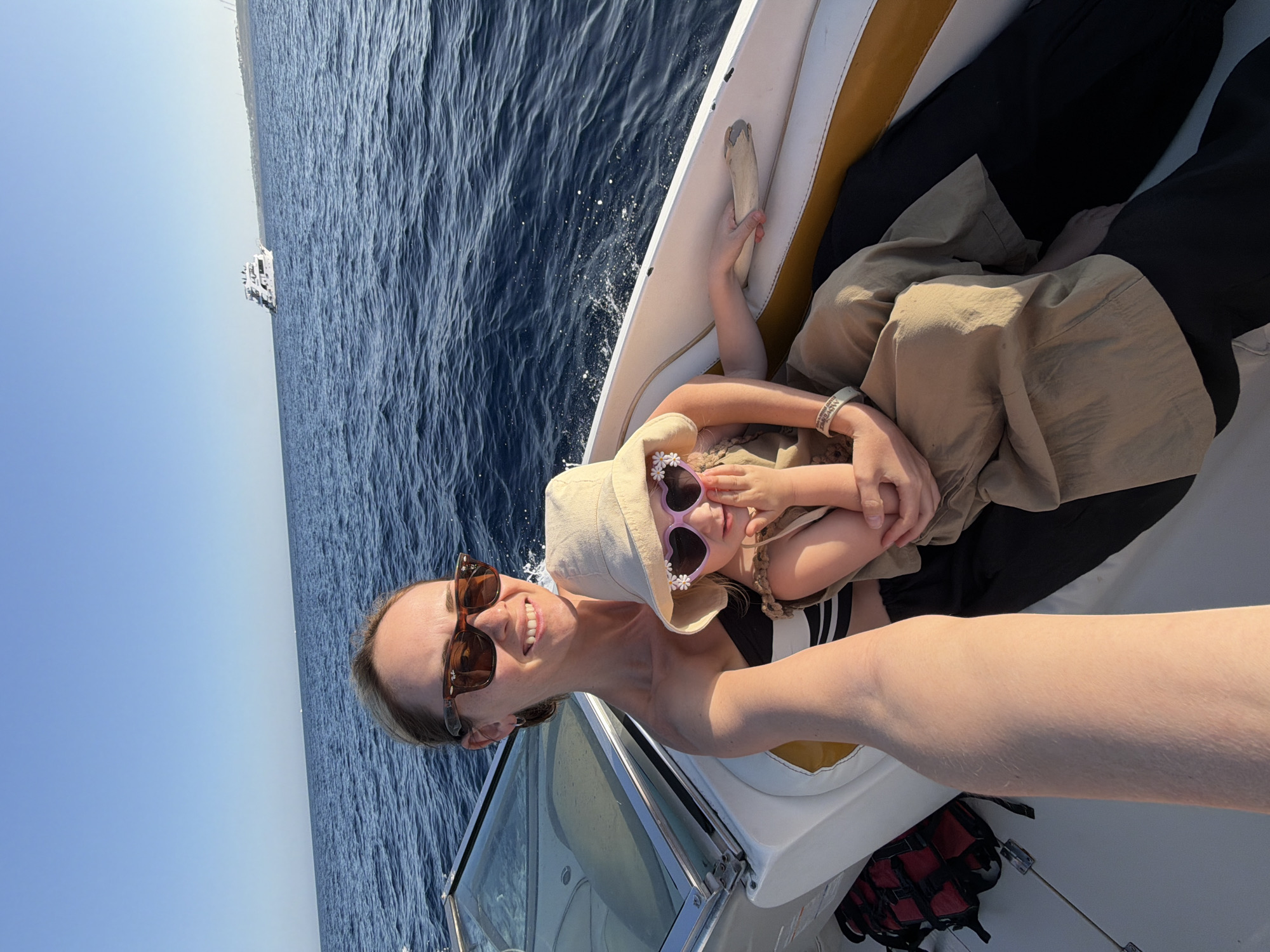 Mother and child enjoy sunny boat trip in Sharm El Sheikh