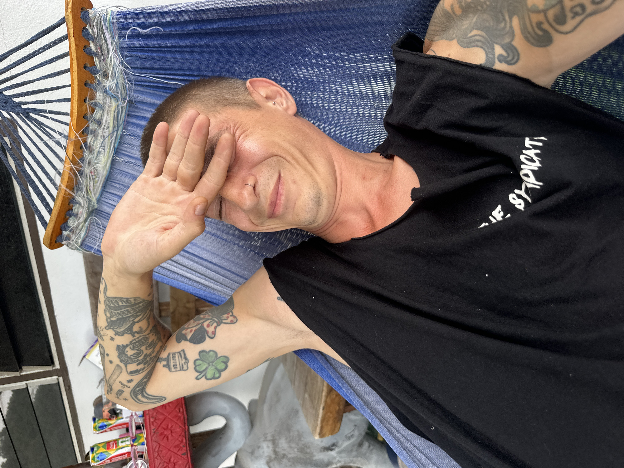 Hammock rest and hillside views on a cloudy Karon morning