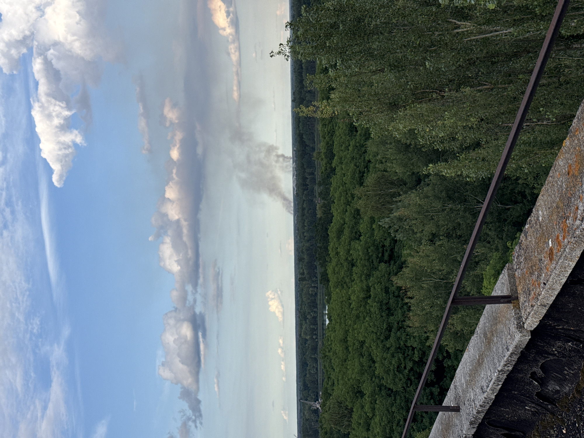 Chernobyl's containment arch seen from Pripyat's elevated overlook