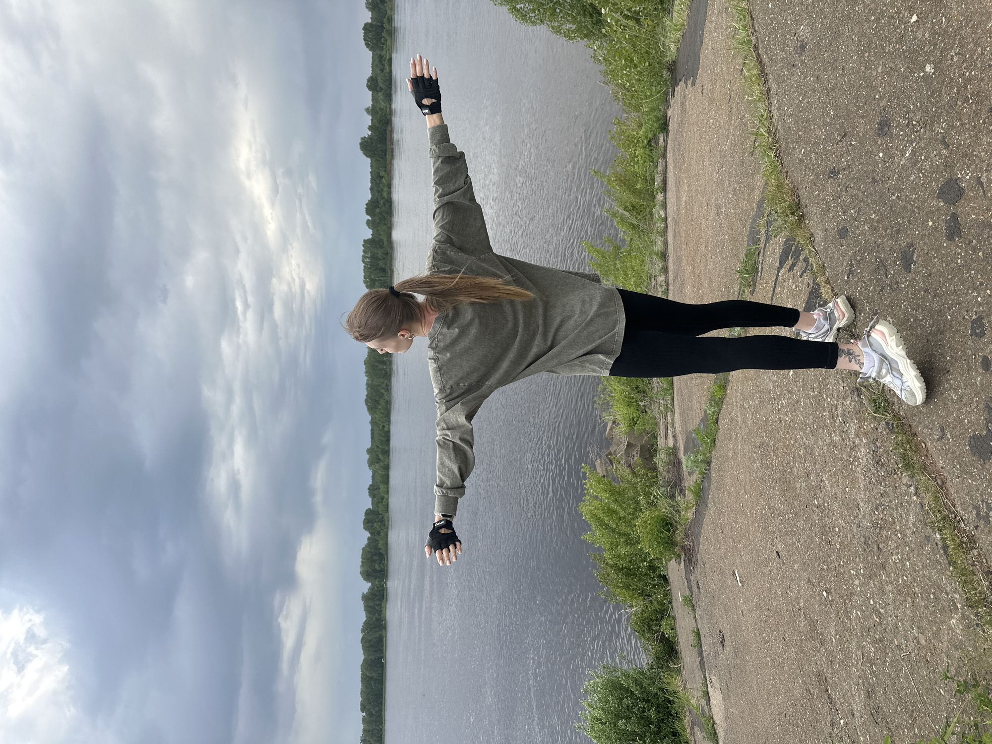 Afternoon cycling and walking activity along Chaikovsky riverbank