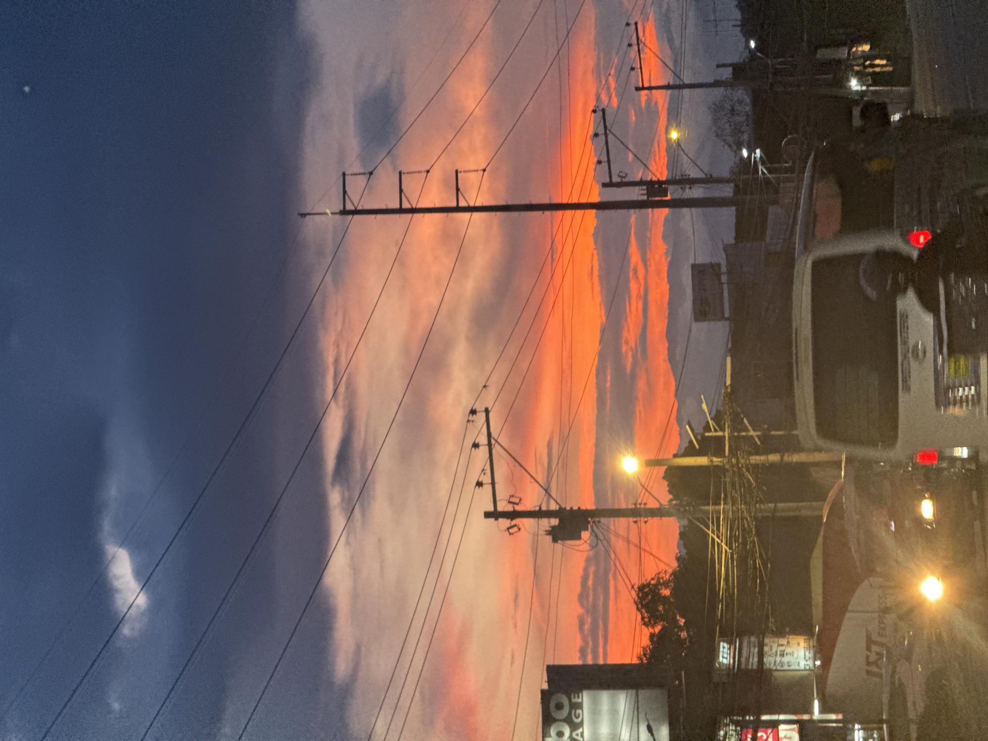 Evening sky captured over Davao City utility lines