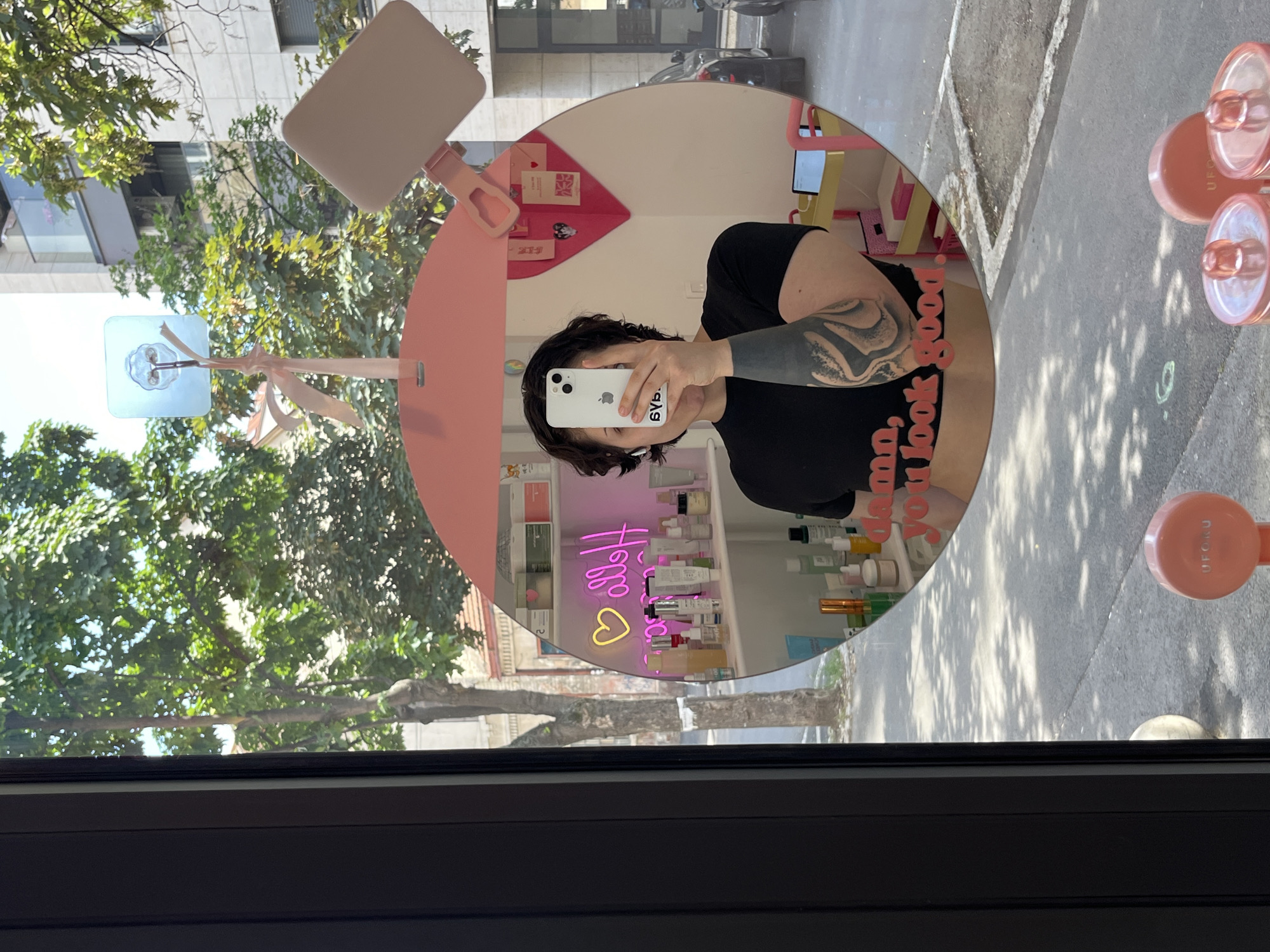 Beauty shop activity documented in Belgrade with selfies, skincare