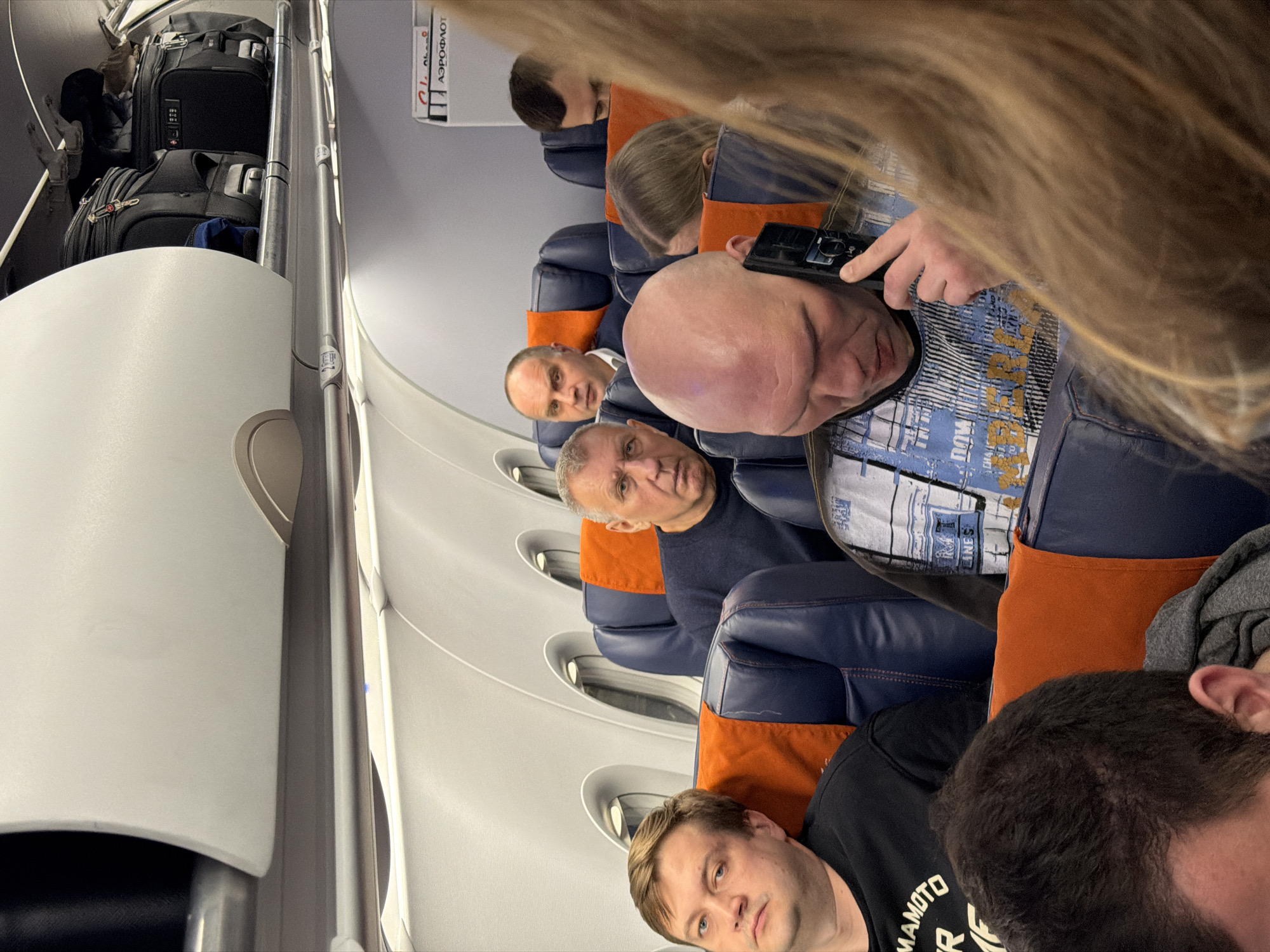 Passengers seated aboard Aeroflot flight near Moscow
