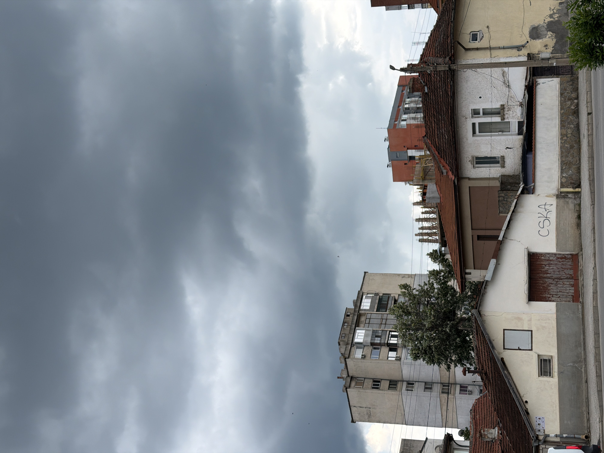 Overcast morning on a residential street in Lovech, Bulgaria