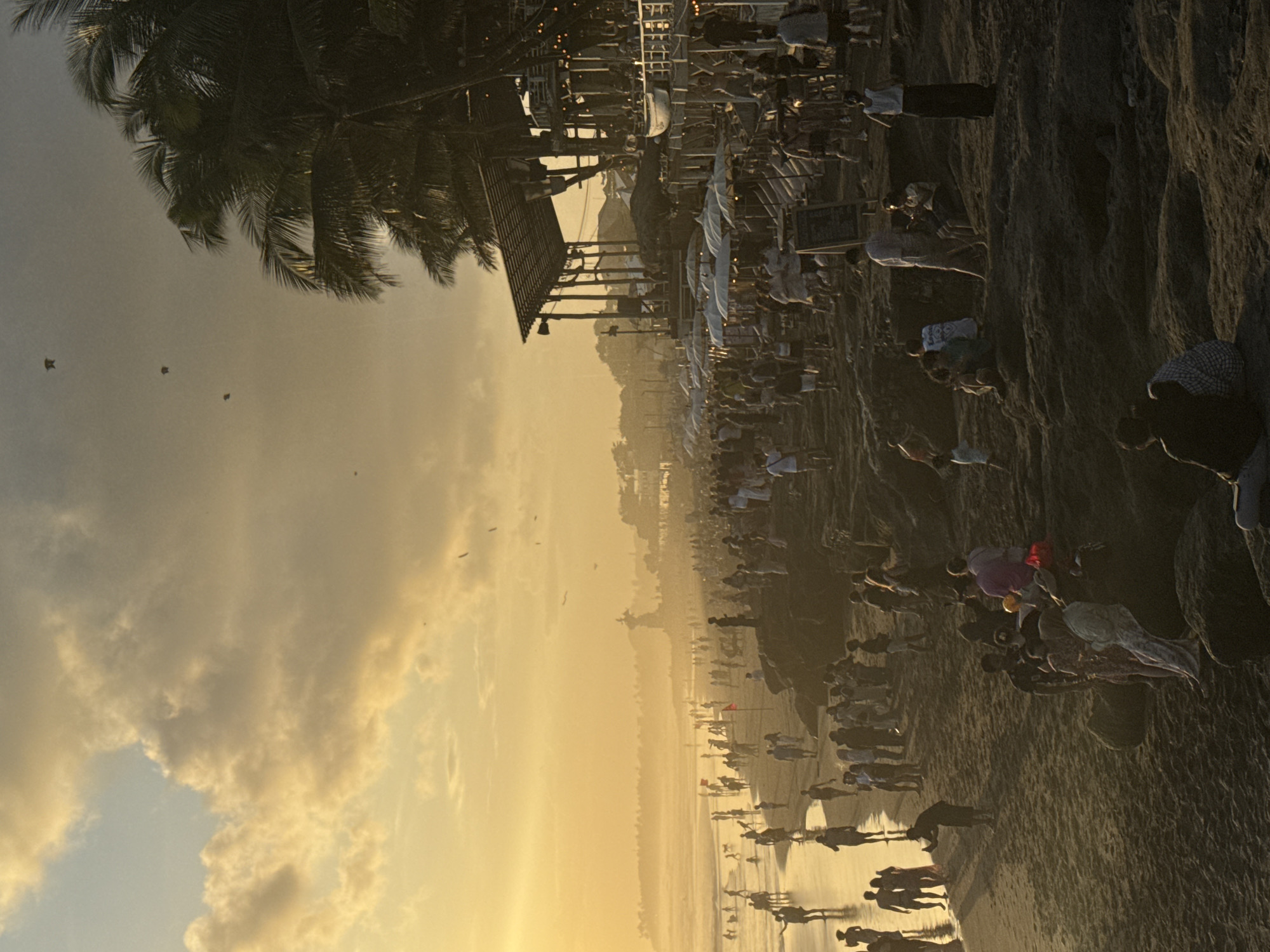 Sunset beach gathering draws crowds in North Kuta, Indonesia