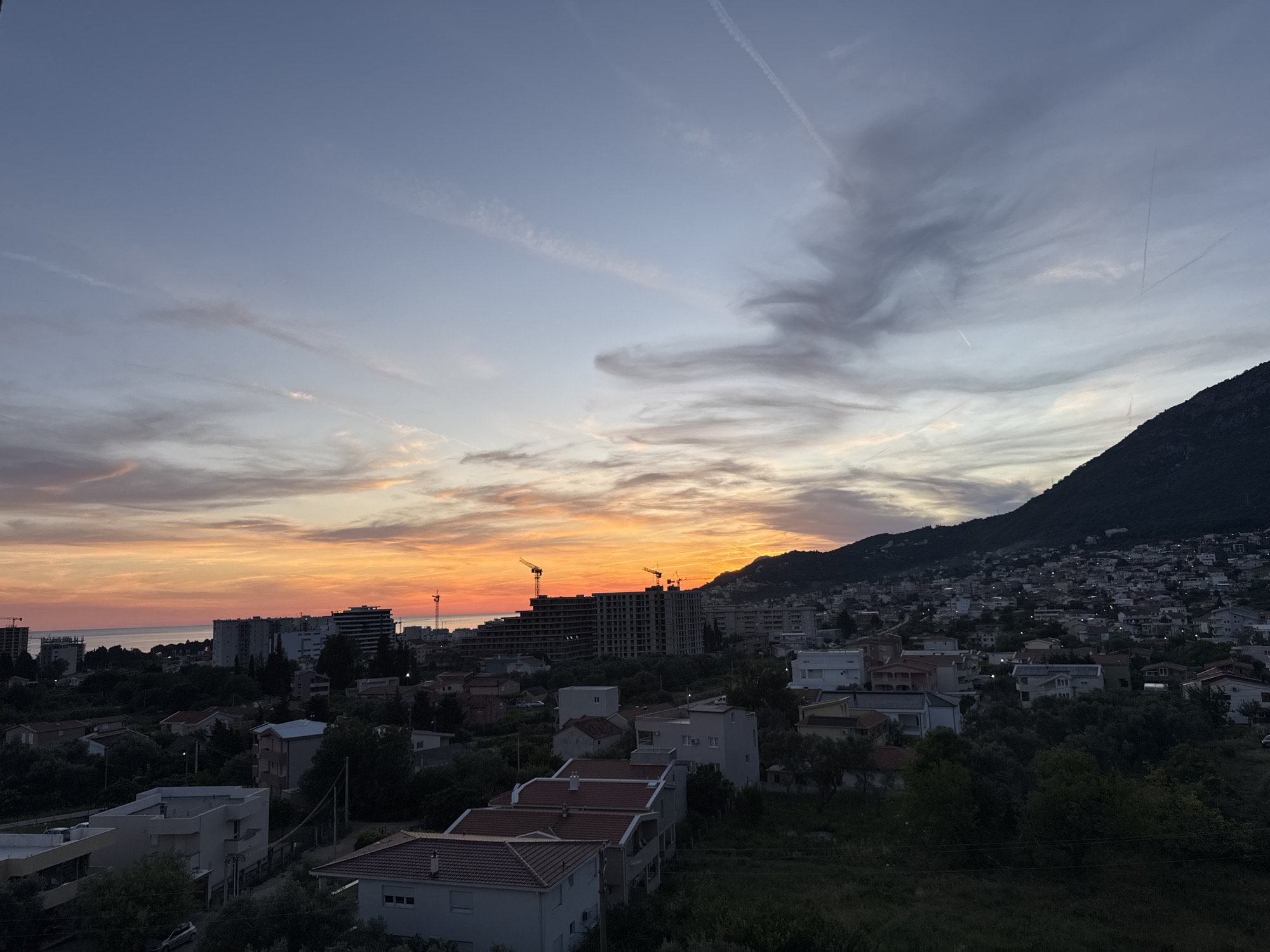 Evening sunset views across Bar and Šušanj Montenegro
