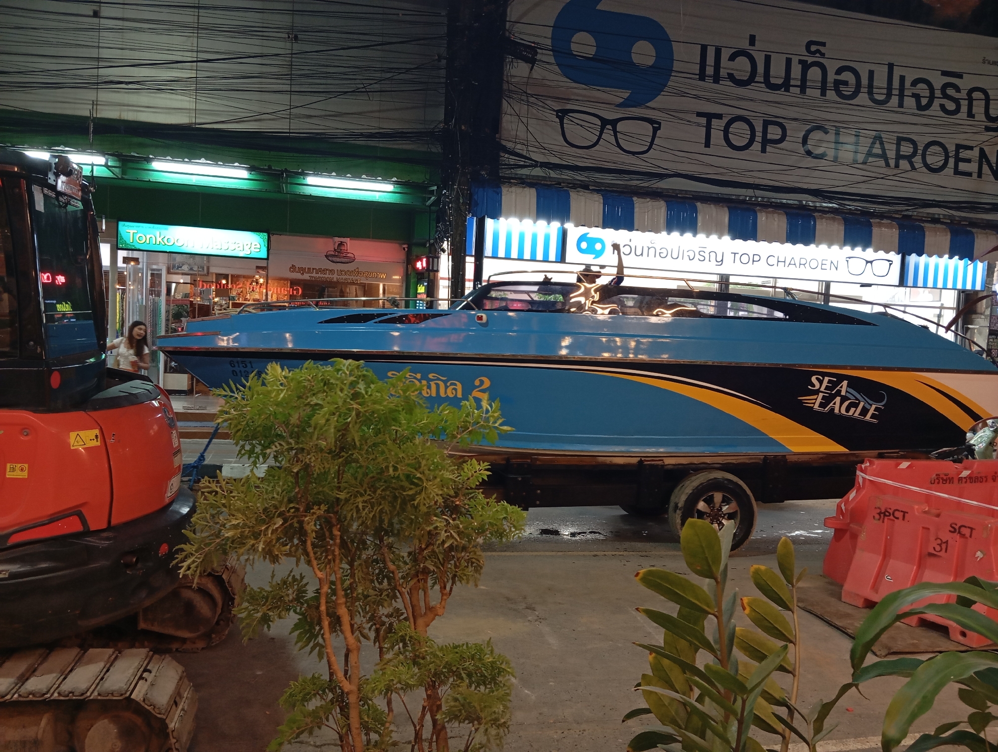 Karon's nightlife strip: cannabis shops, street food, and construction detour