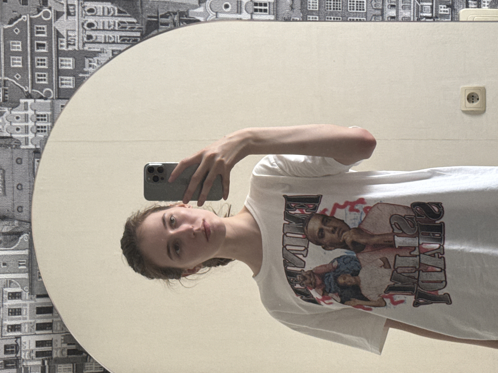 Casual home snapshots: selfies, a sleeping beagle, bathroom shelf