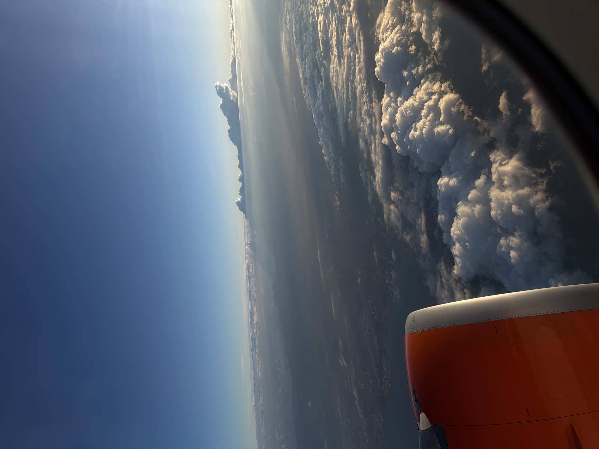Aerial view captured from airplane window over Palma, Spain