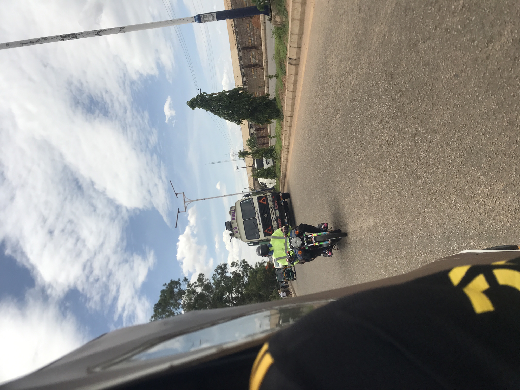Industrial drilling rig spotted on road in New Stadium, Nigeria