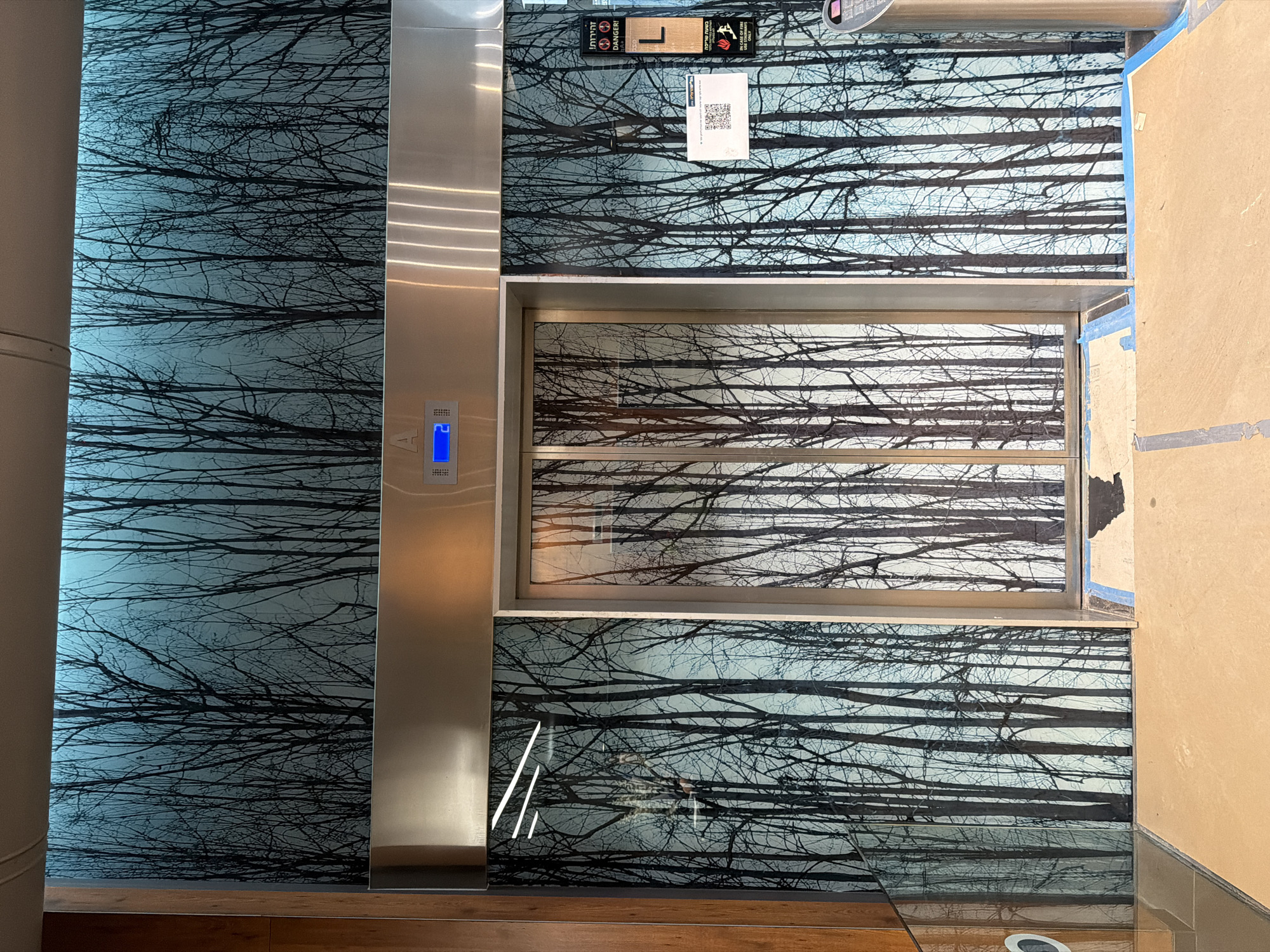 Elevator wall art documented in Herzliya building