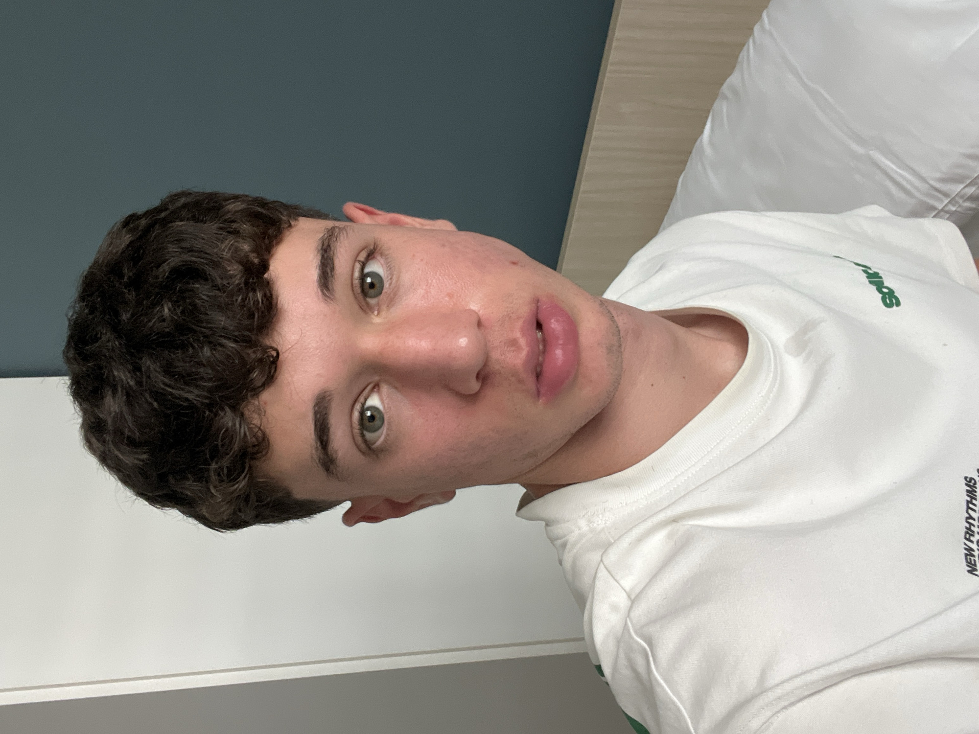 Young man records playful selfie session in Turin apartment