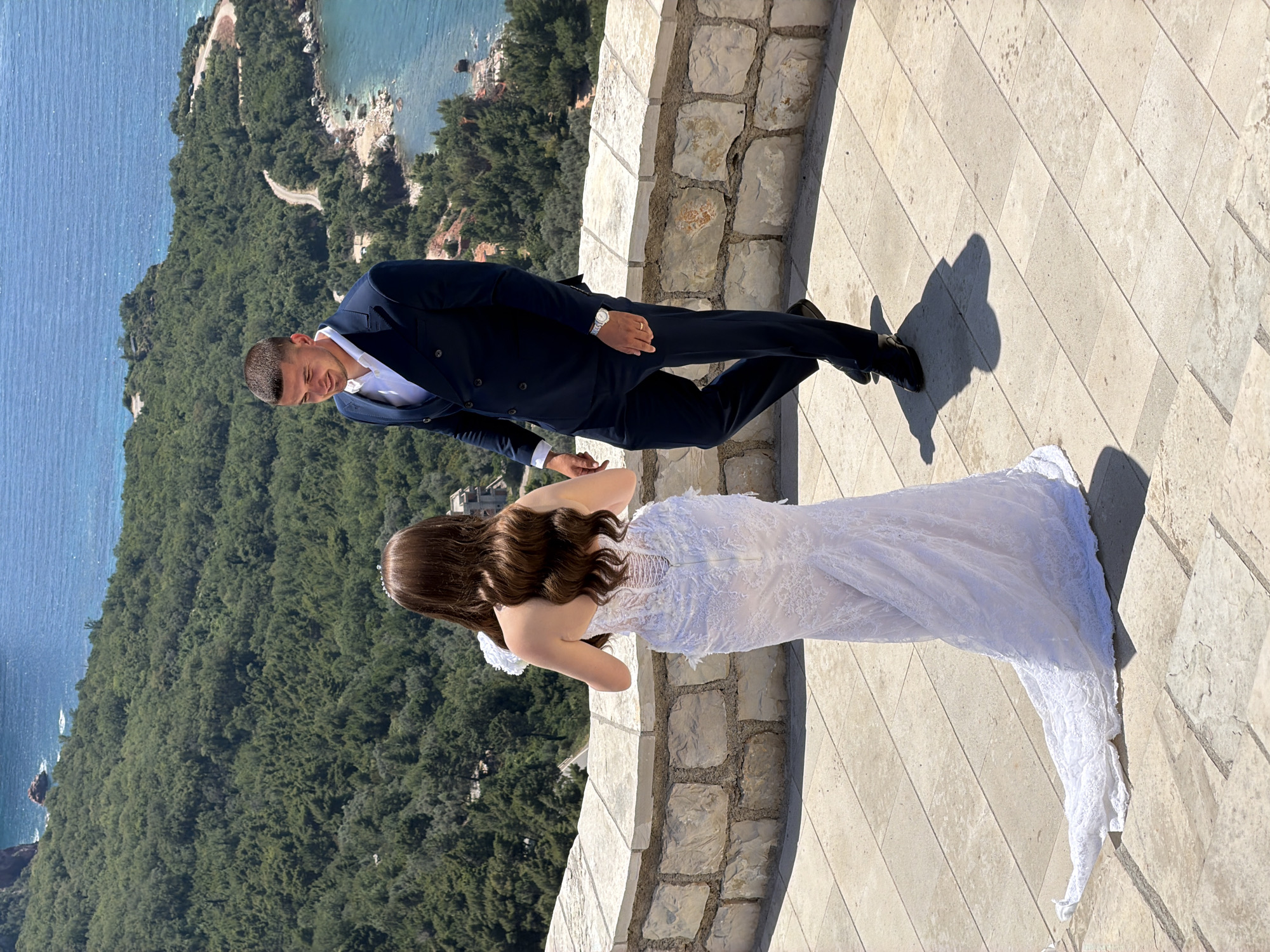 Wedding ceremony held at scenic Sveti Stefan Montenegro overlook