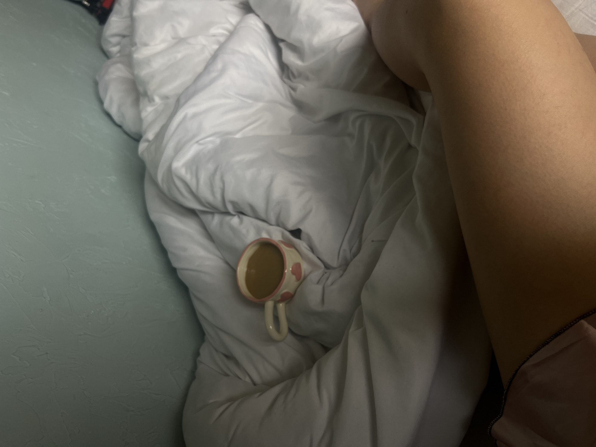 Morning coffee in bed captured by witness