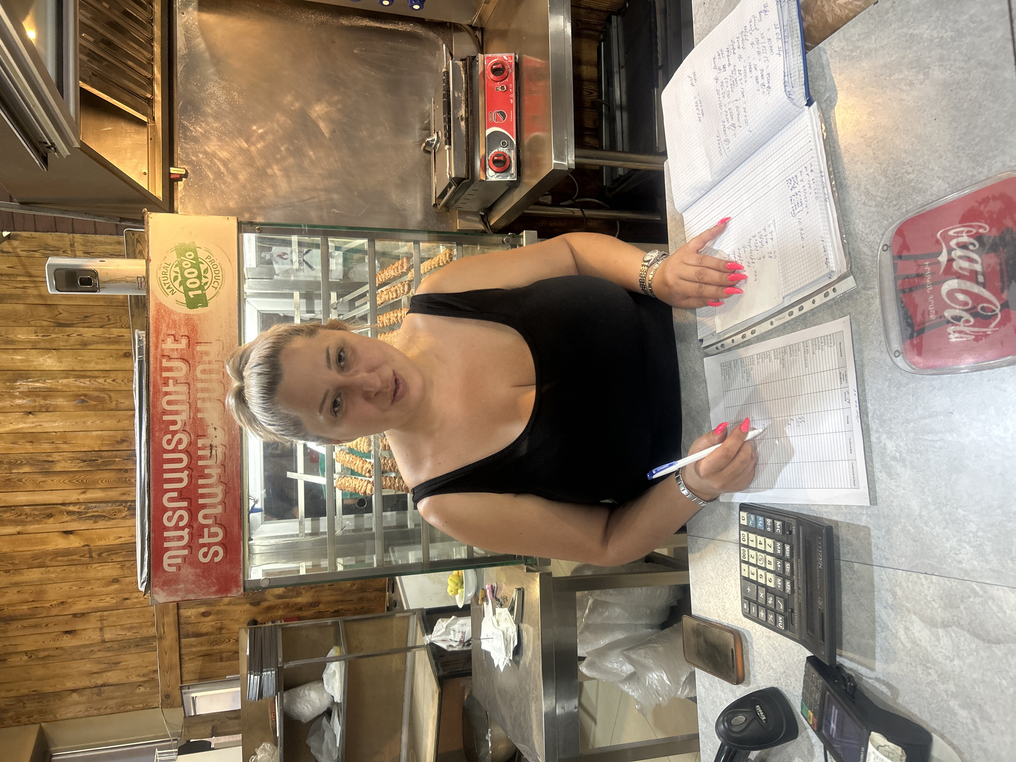 Inside a Yerevan shawarma shop, mid-afternoon.