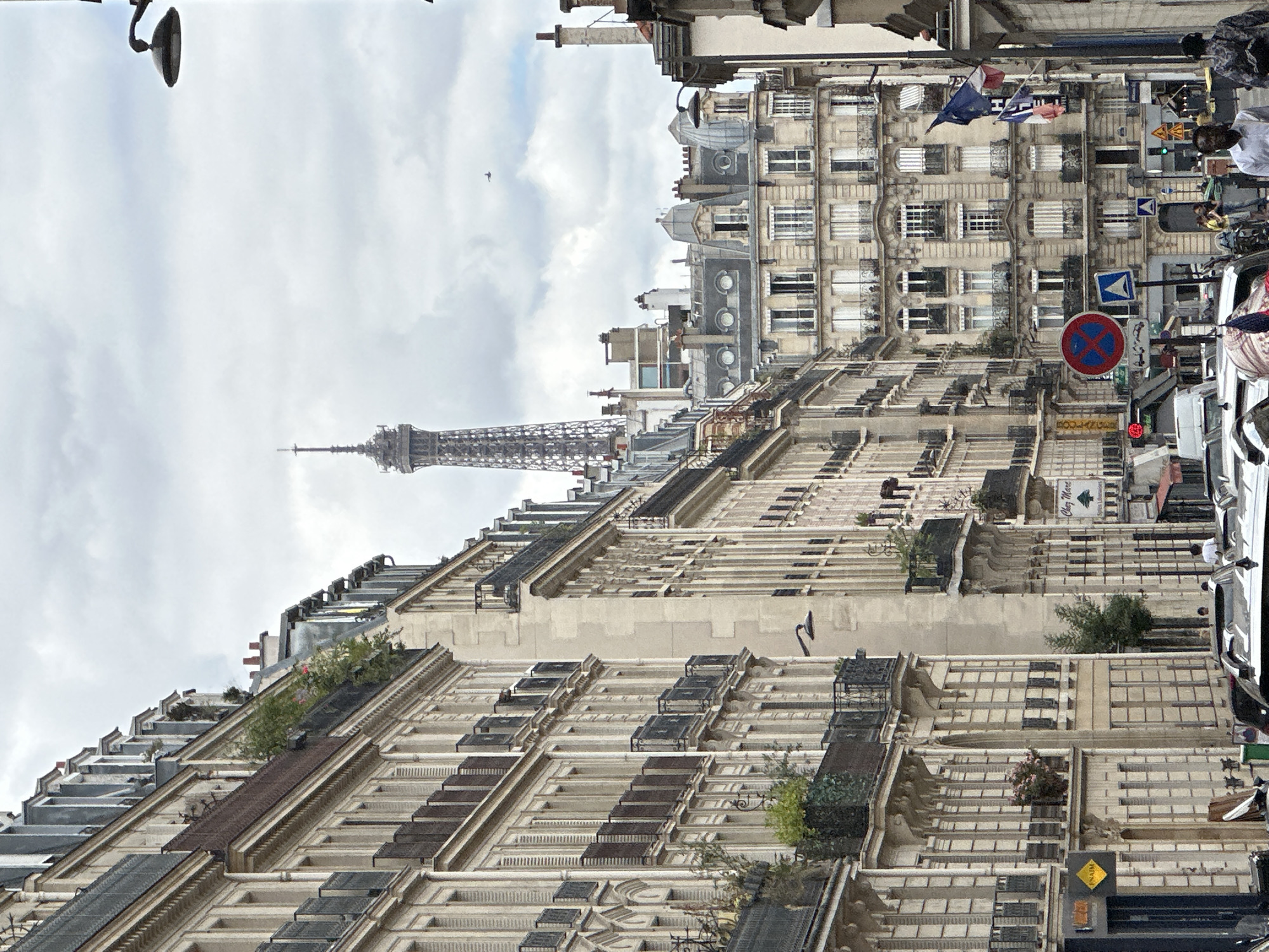 Cloudy afternoon walkthrough of classic Parisian streets and architecture