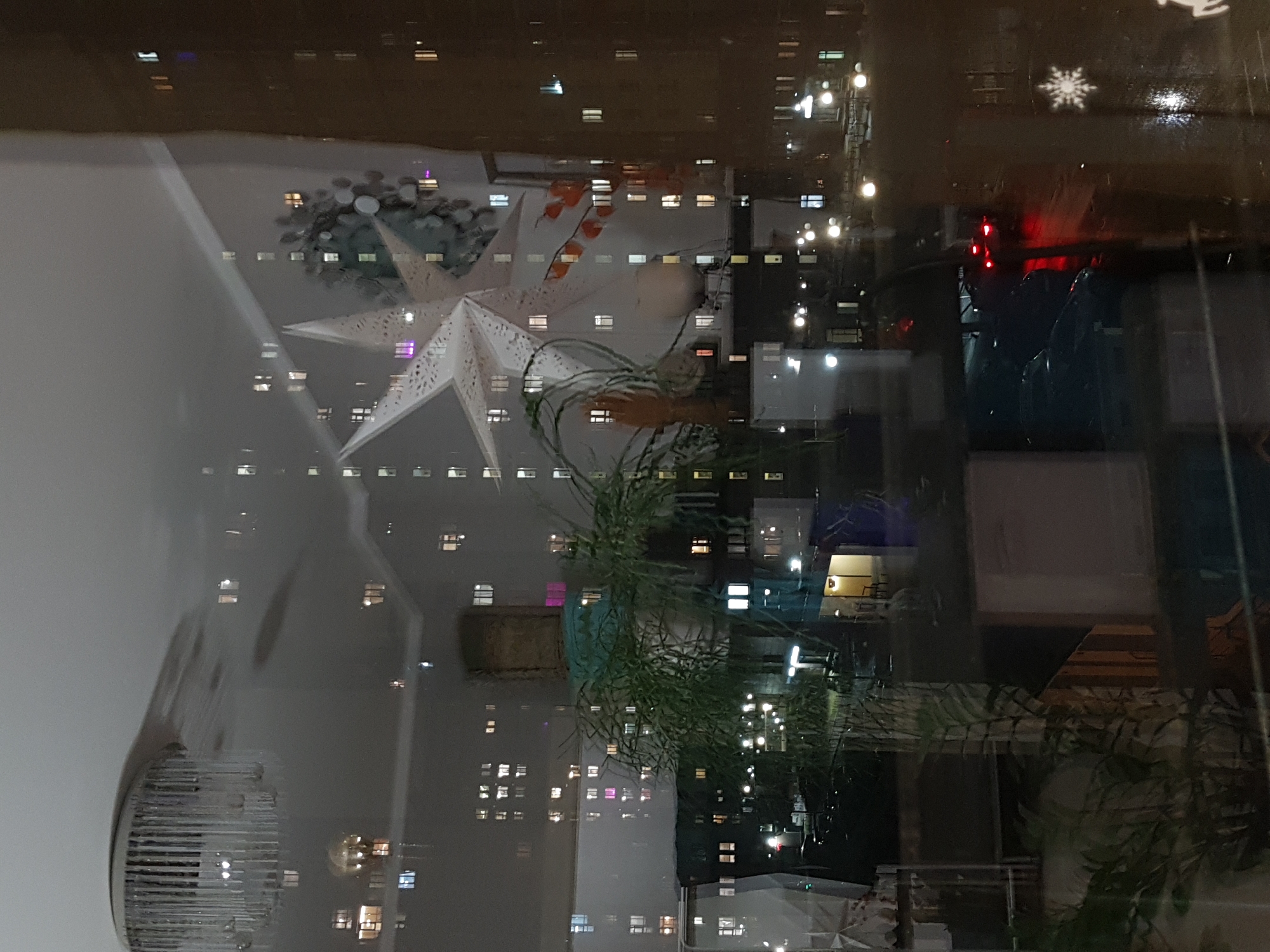Window reflection captures home interior scene in Saint Petersburg