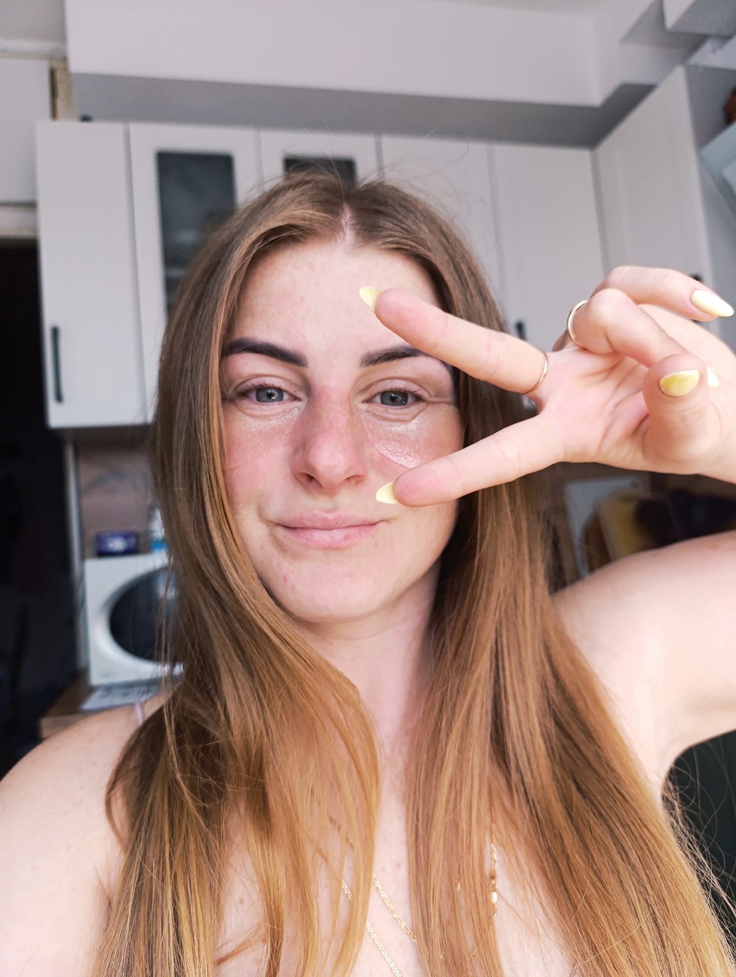Woman's morning routine captured in residential setting