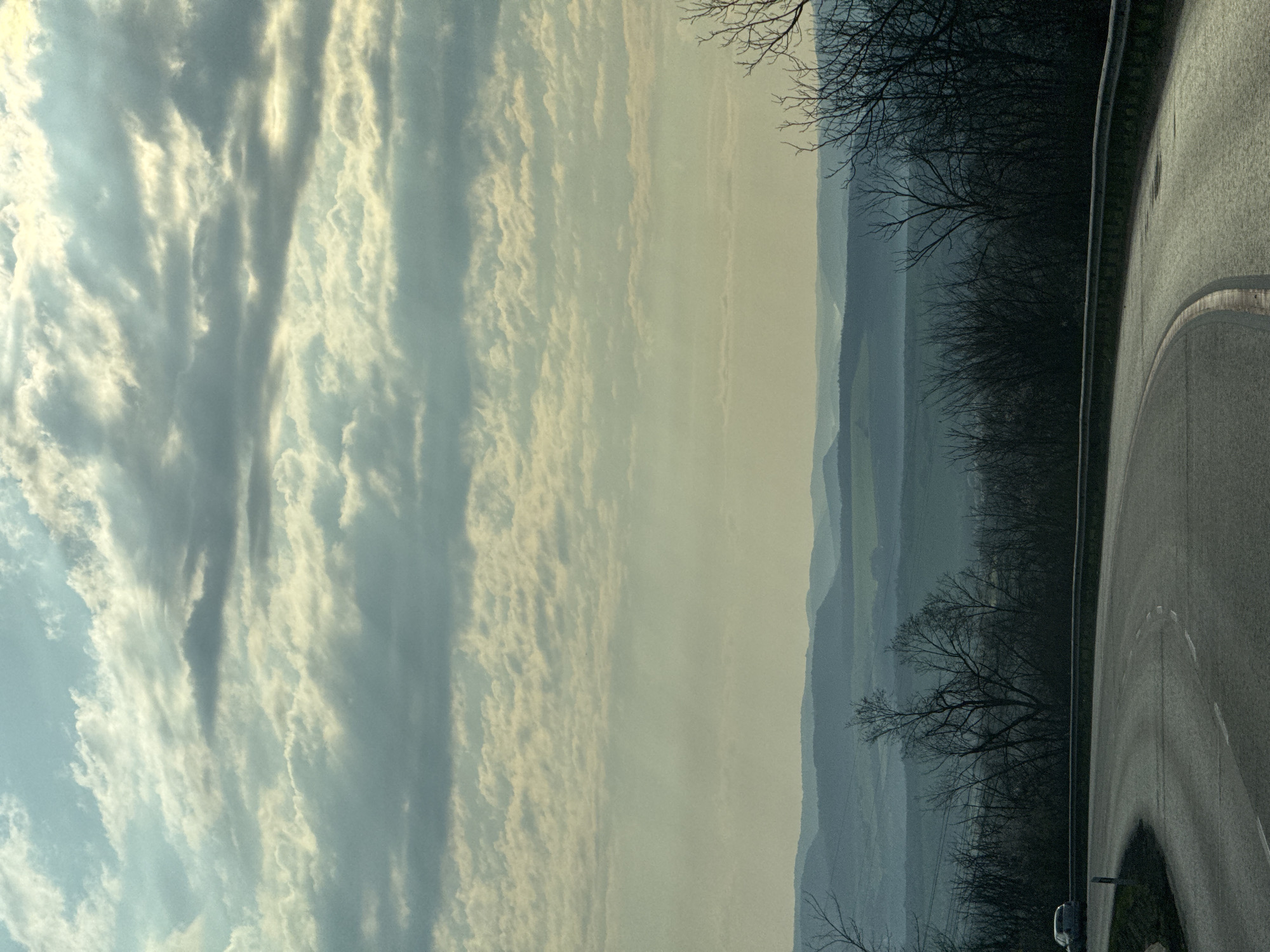 Dawn landscape observed from winding road in Bulgaria