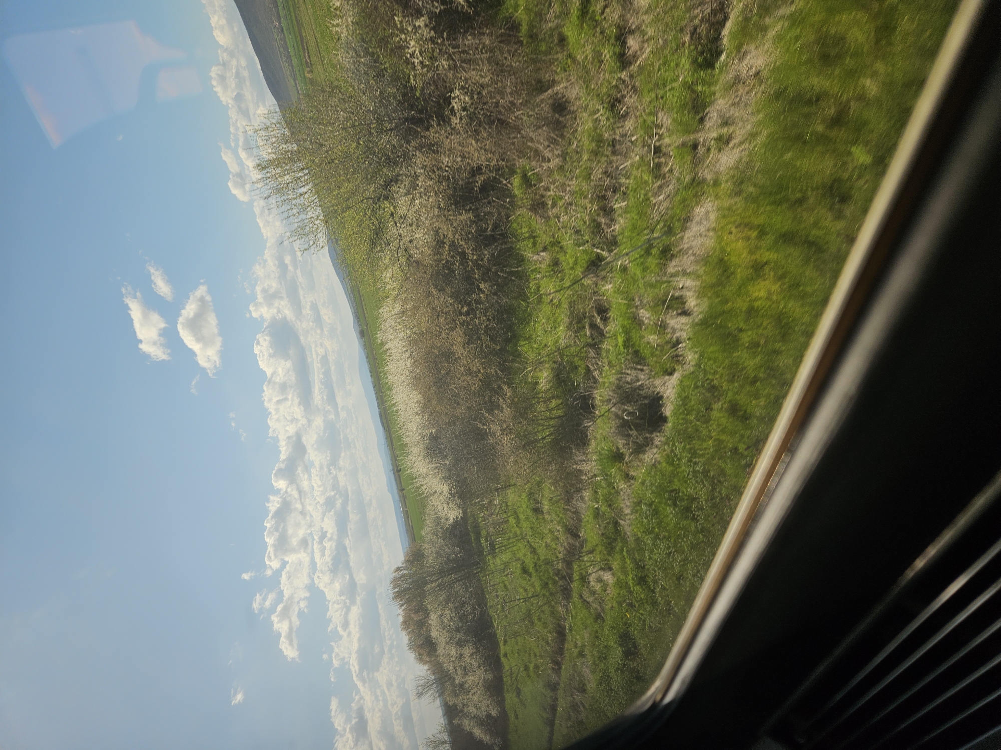 Vehicle passenger observes clear skies near Klikach, Bulgaria