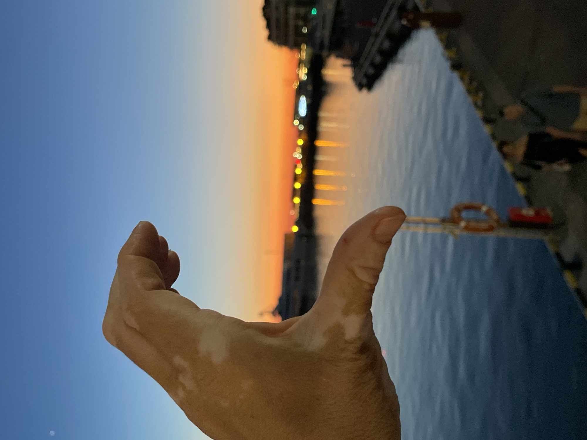 Sunset evening along Sochi's harbor and Starfall Bridge