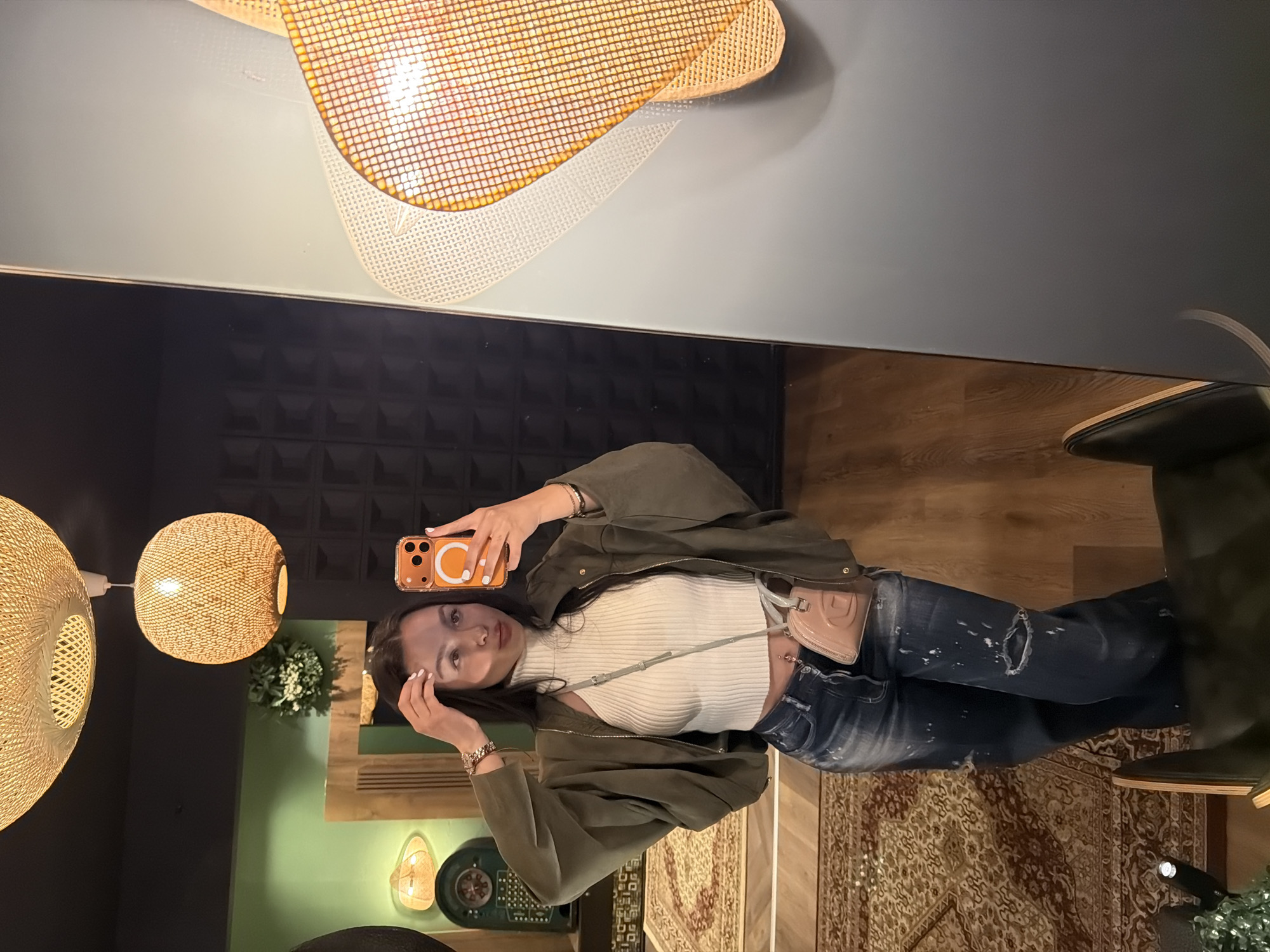 Woman takes bathroom selfies in Kulata, Bulgaria