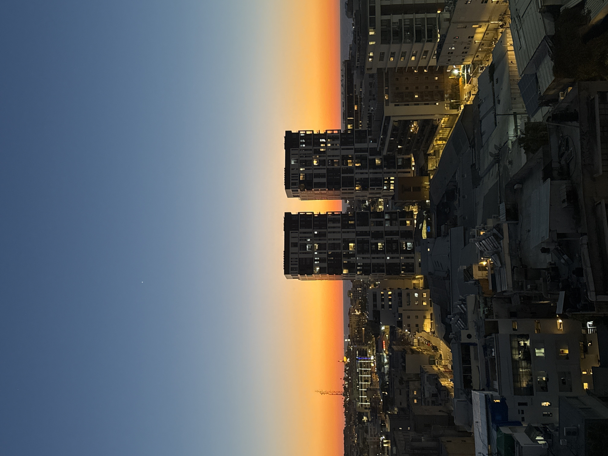 Tel Aviv cityscape photographed during sunset golden hour