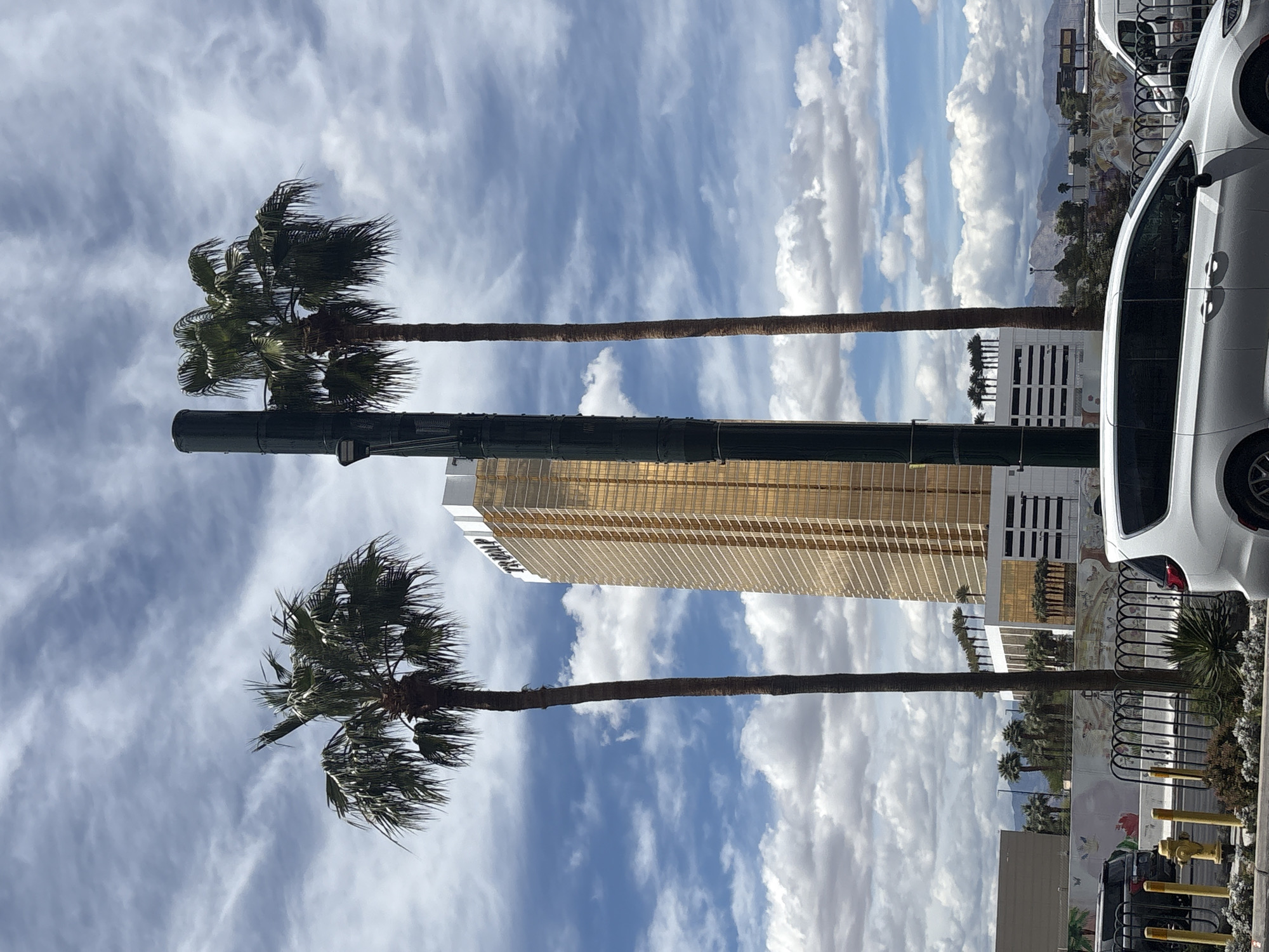 Las Vegas cityscape photographed showing gold high-rise building