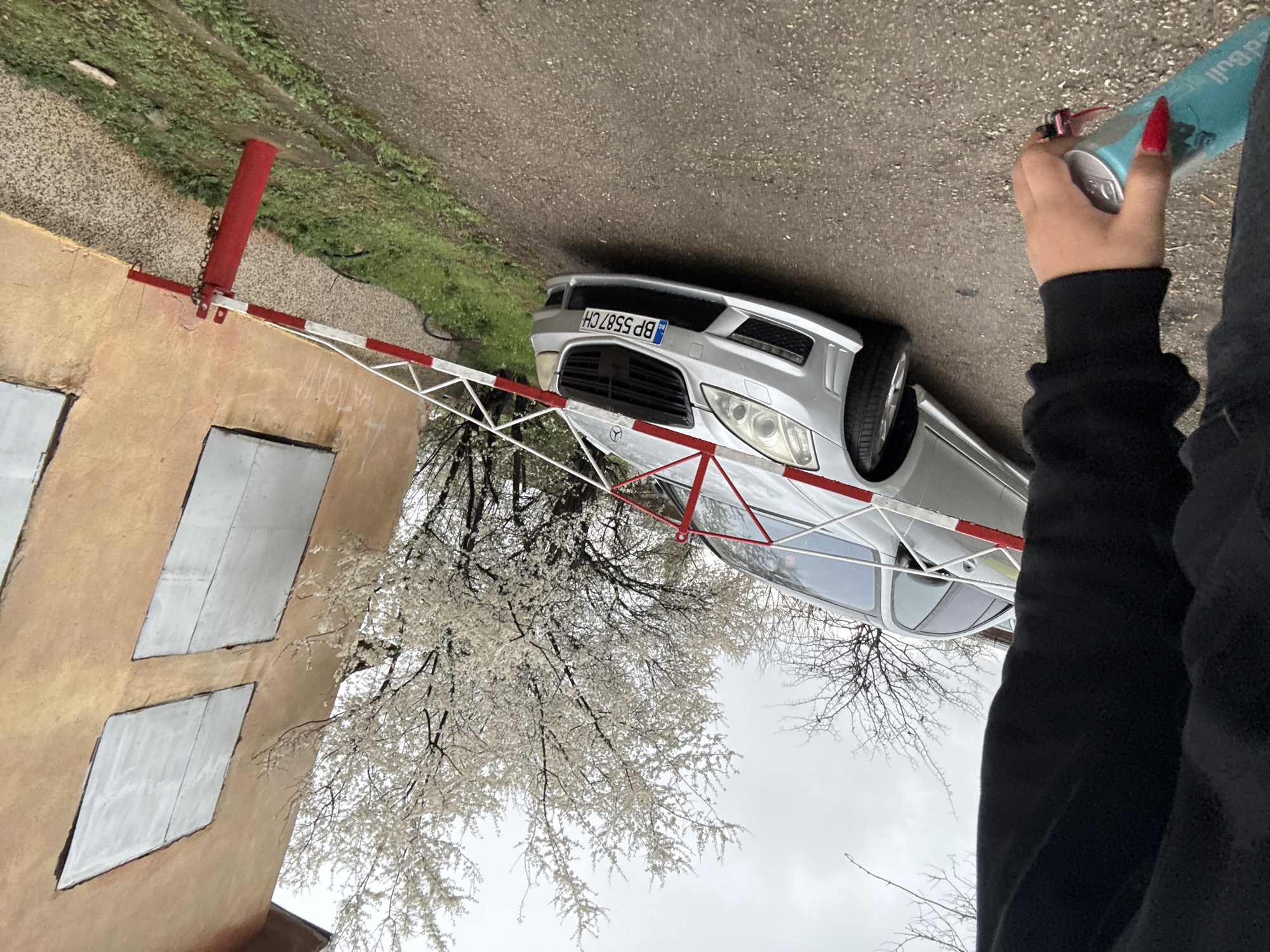 Mercedes parked near security gate in Vratsa, Bulgaria