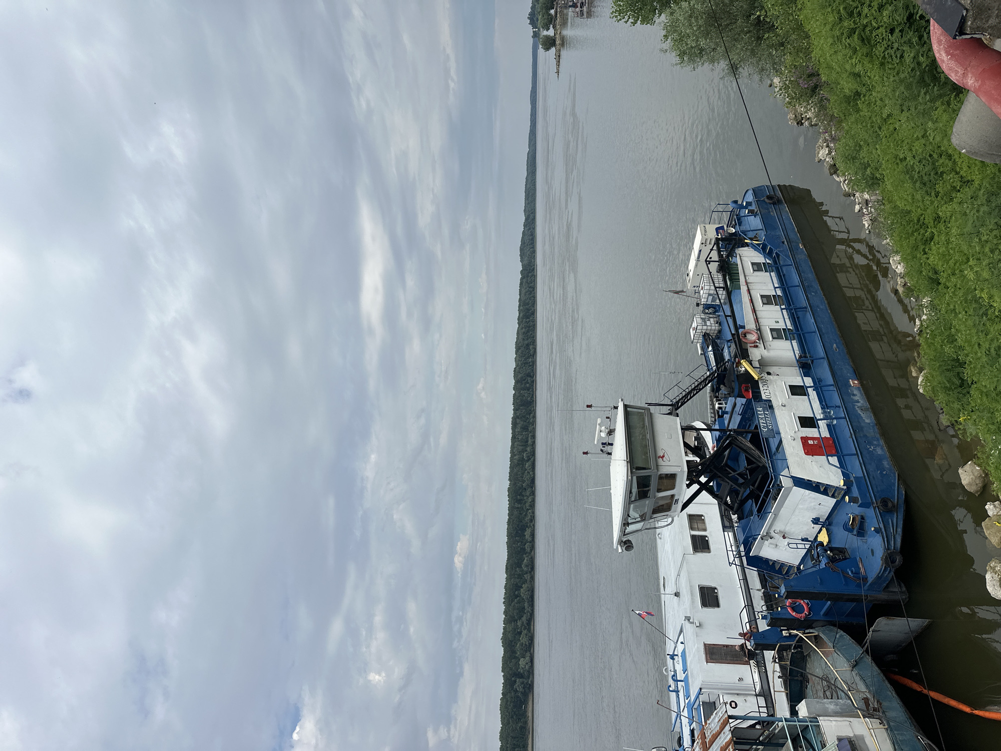 Barges moored on the Danube at Marten, Bulgaria