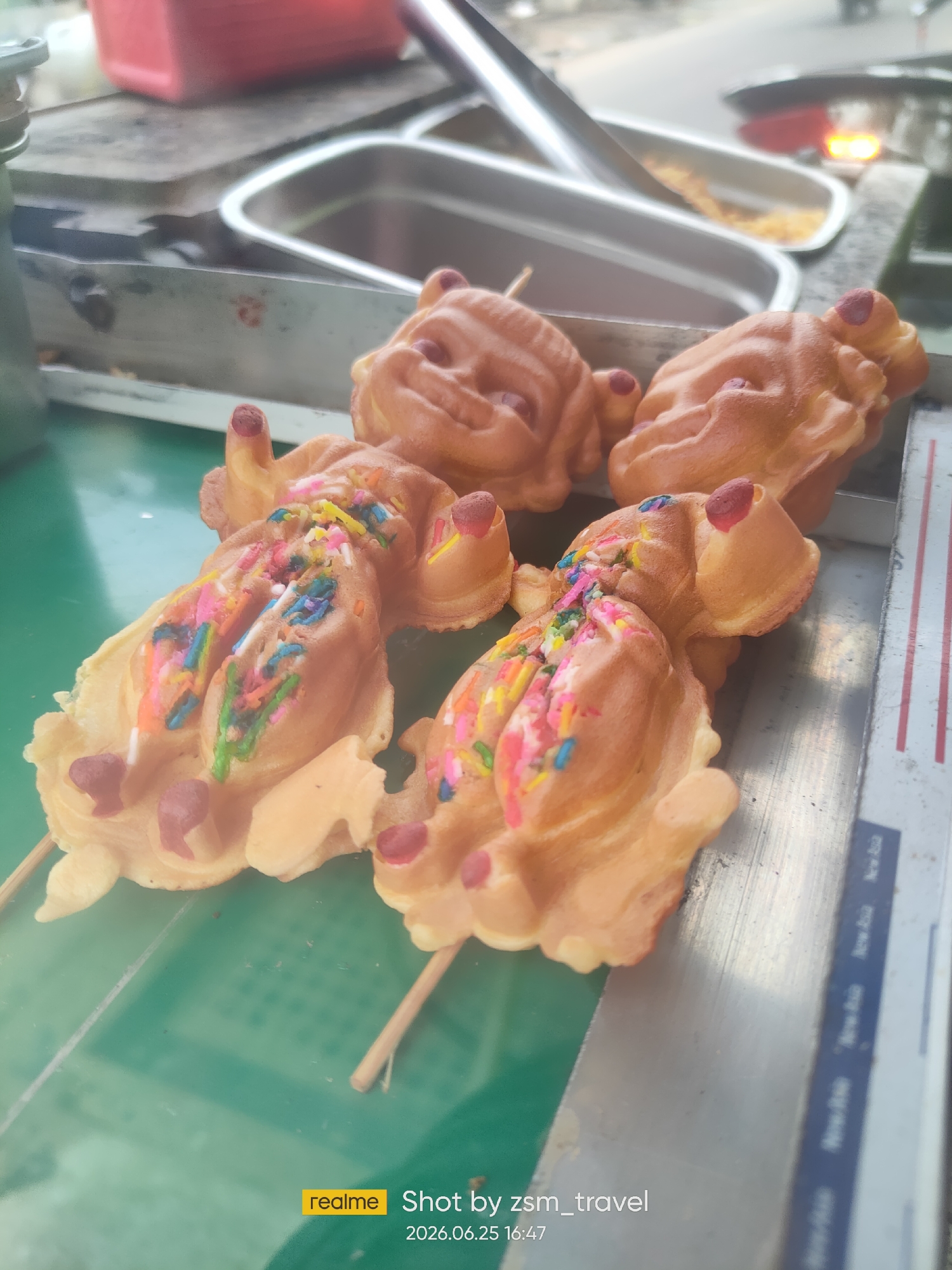 Street food cart and animal waffles in Phu Thuy Ward