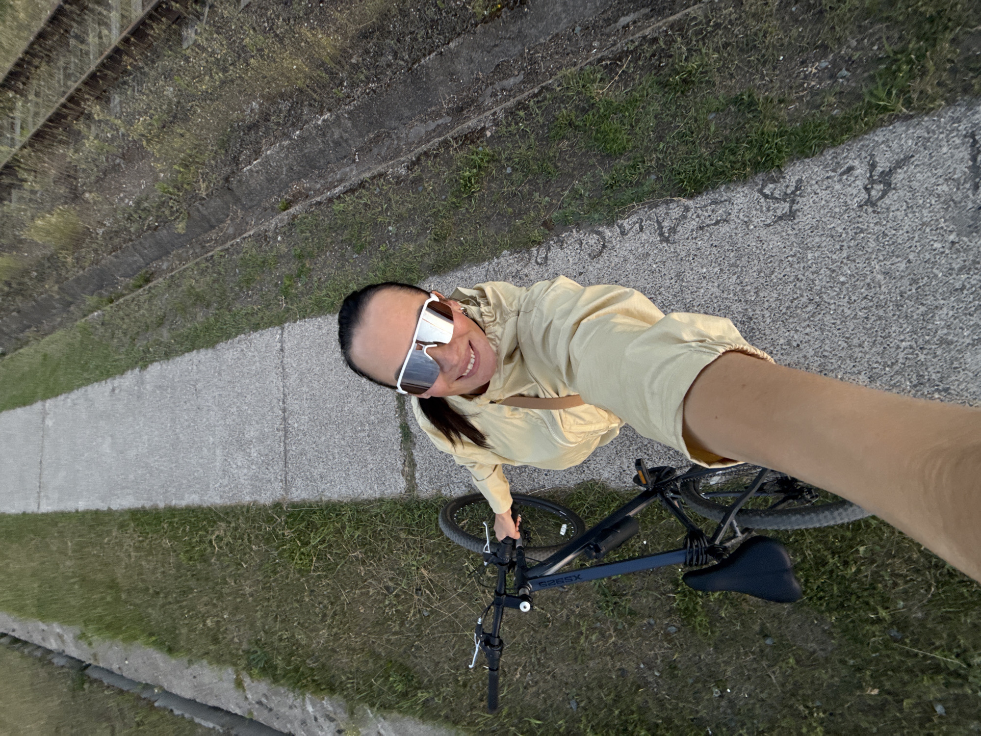 Bike ride selfies and a vivid sunset in Chaikovsky, Russia