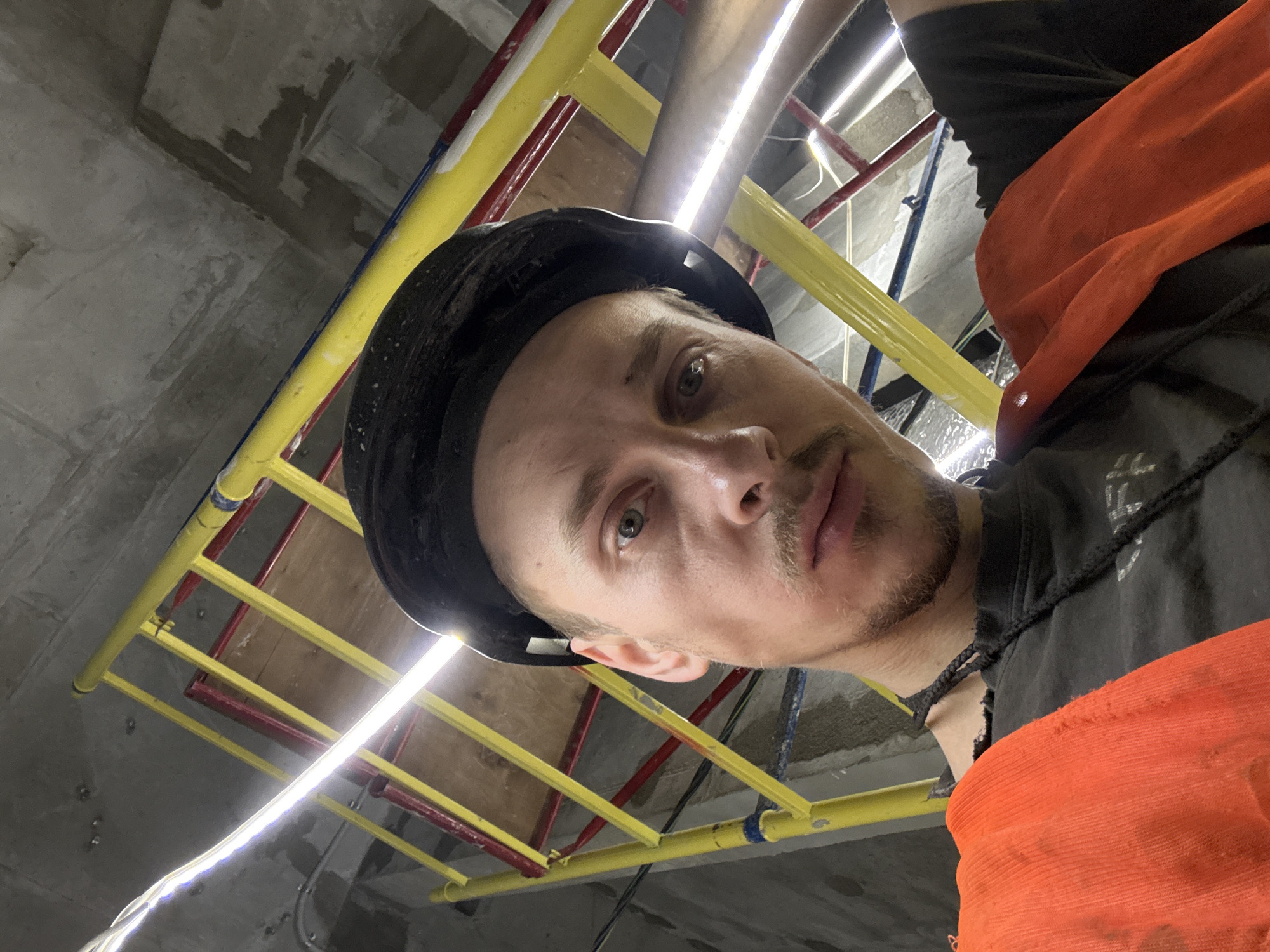 LED strips and selfies inside a Moscow construction site