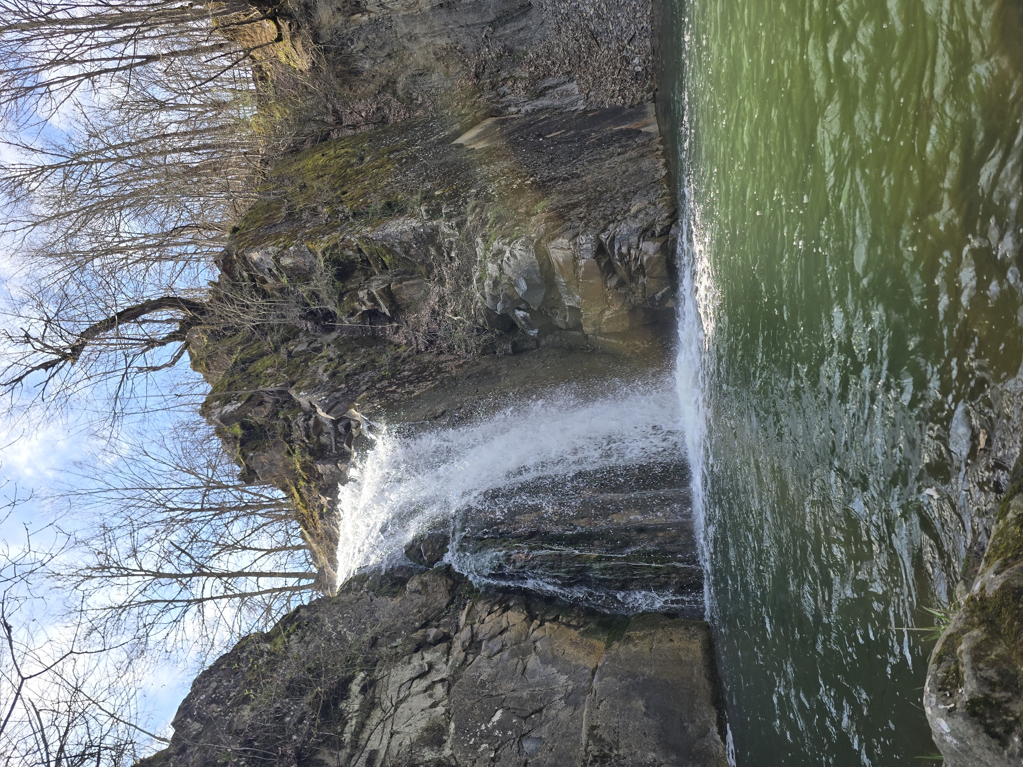 Waterfall documented flowing over rocky cliffs in Kaleytsa, Bulgaria